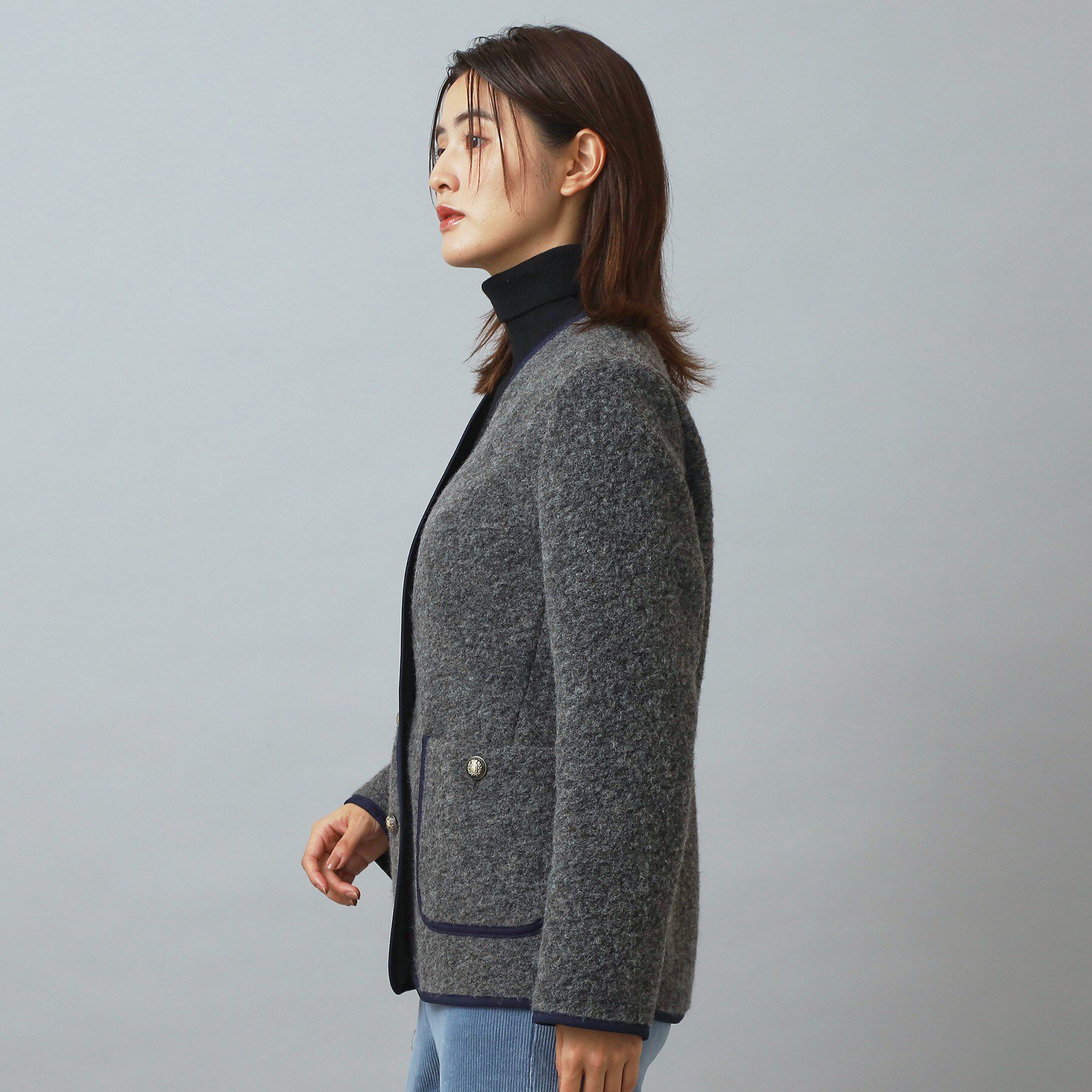 DRESSTERIOR「チロリアンニットジャケット」|ノーカラージャケット|