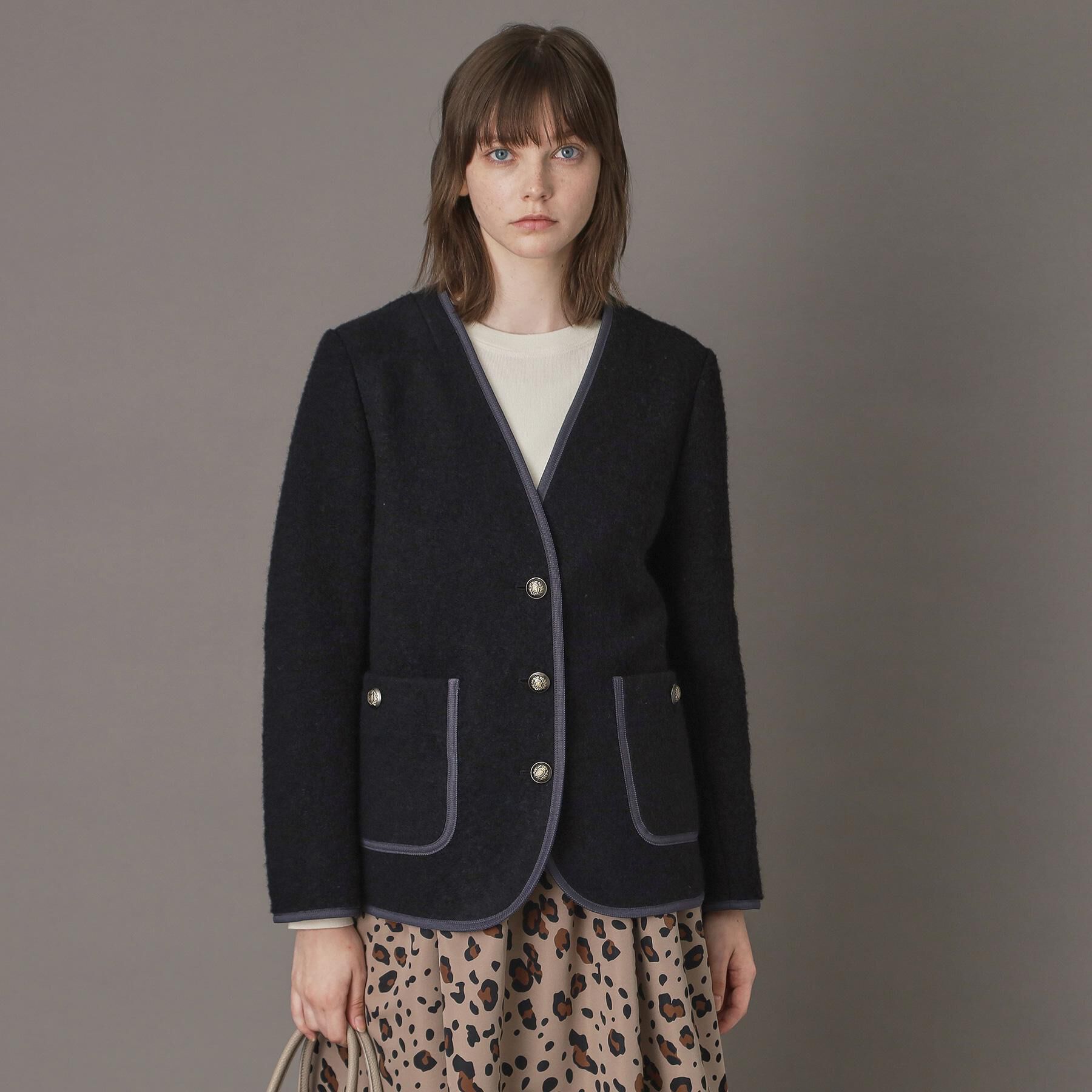 DRESSTERIOR「チロリアンニットジャケット」|ノーカラージャケット|