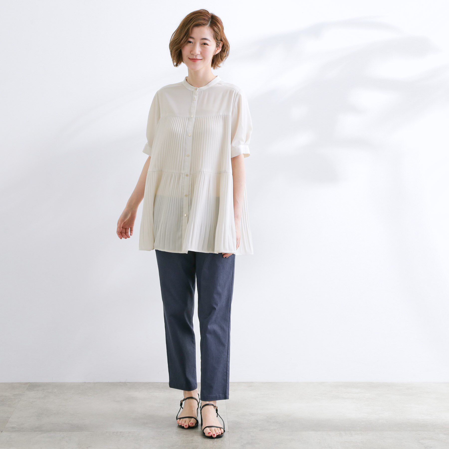 grove「【体型カバー】ラフに着たい　ティアードプリーツブラウス」|シャツ・ブラウス|