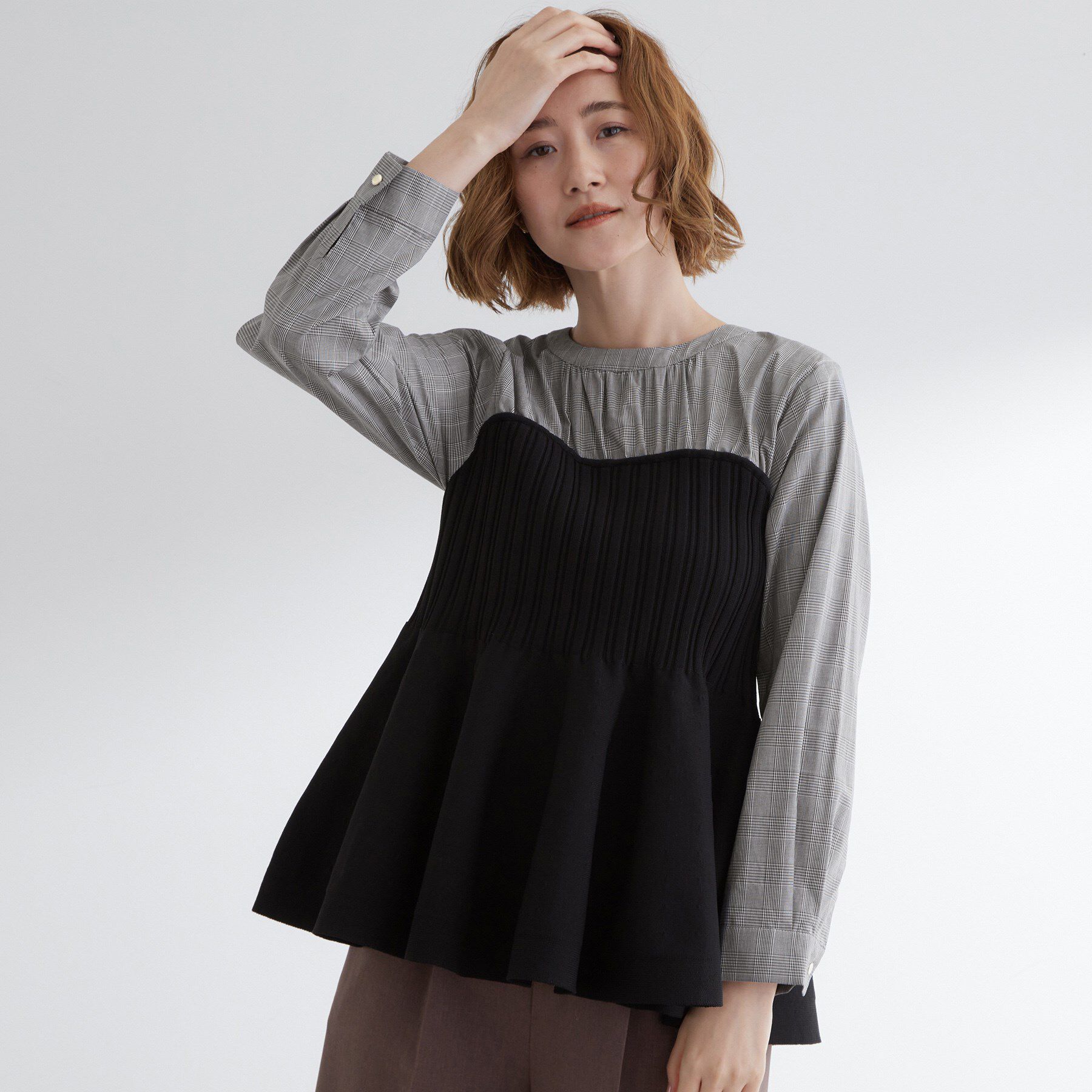 grove「一枚でトレンド完成！体型カバーも叶うニットビスチェドッキングブラウス」|シャツ・ブラウス|