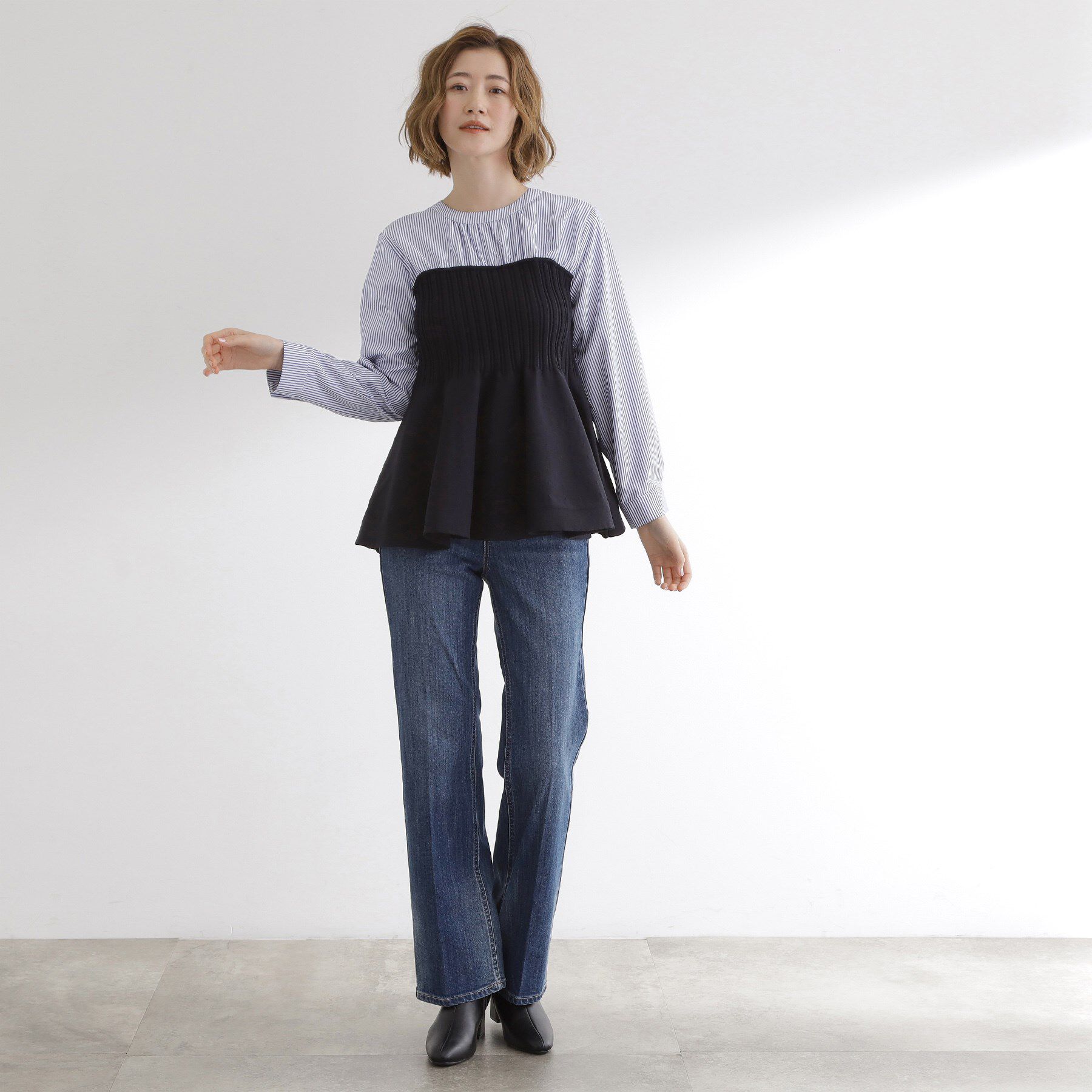 grove「一枚でトレンド完成！体型カバーも叶うニットビスチェドッキングブラウス」|シャツ・ブラウス|