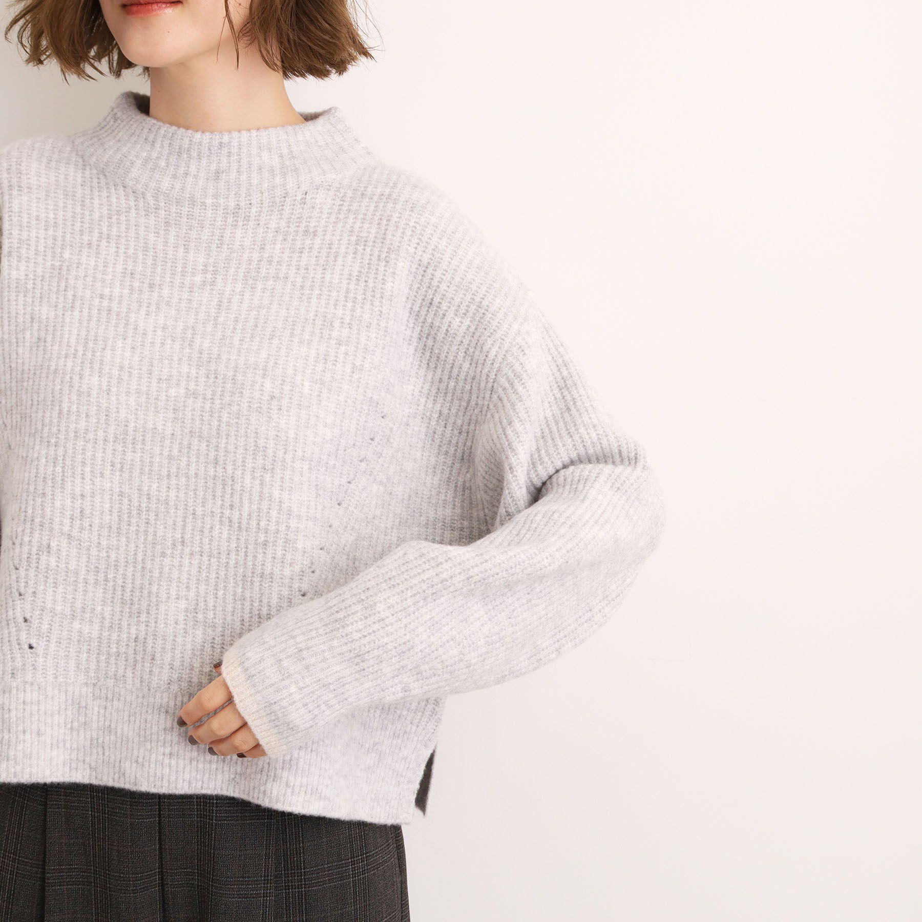 grove「【洗える】ふんわりウール混ボトルネックニット」|ニット・セーター|