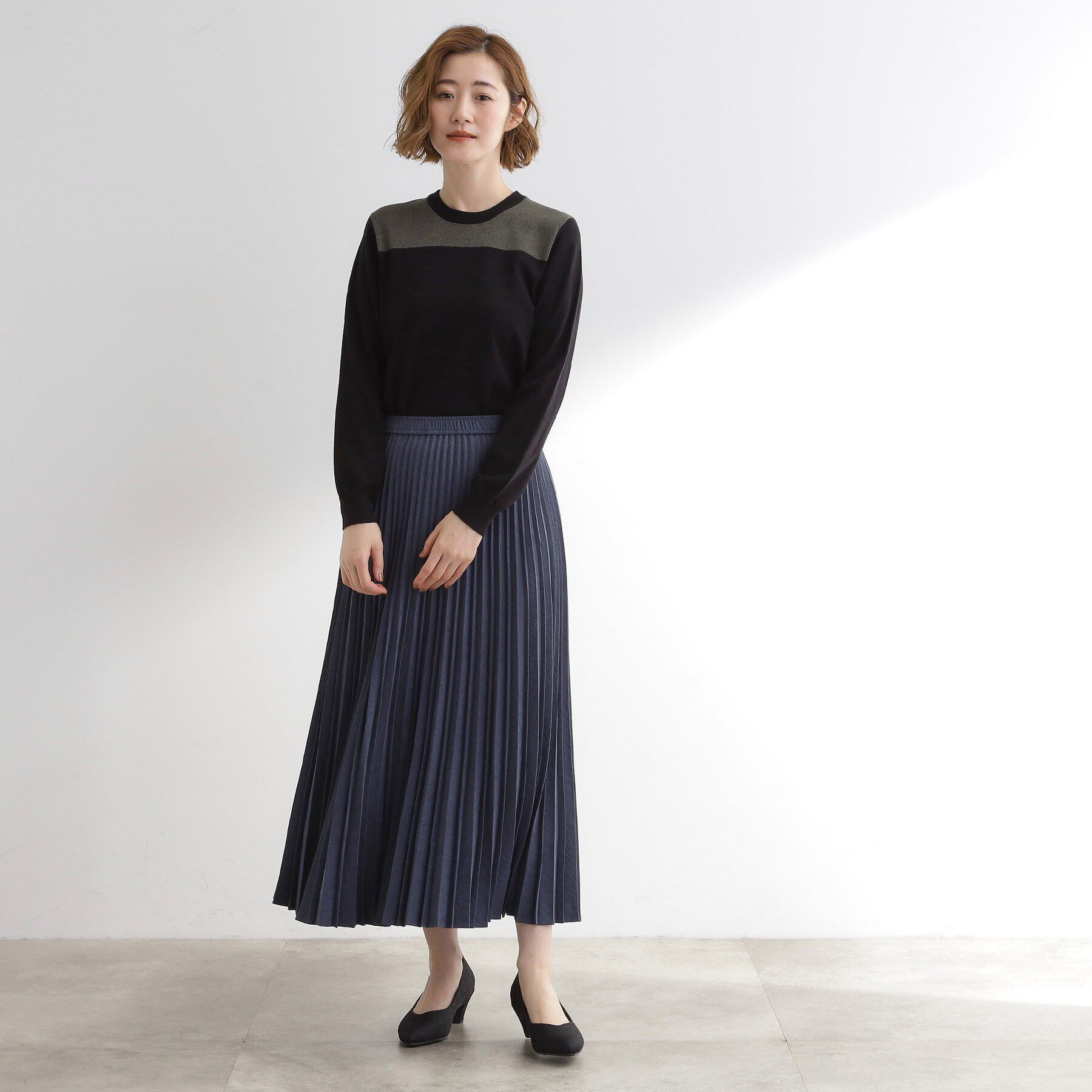 grove「【アンサンブル対応】バイカラー切替ニット」|ニット・セーター|