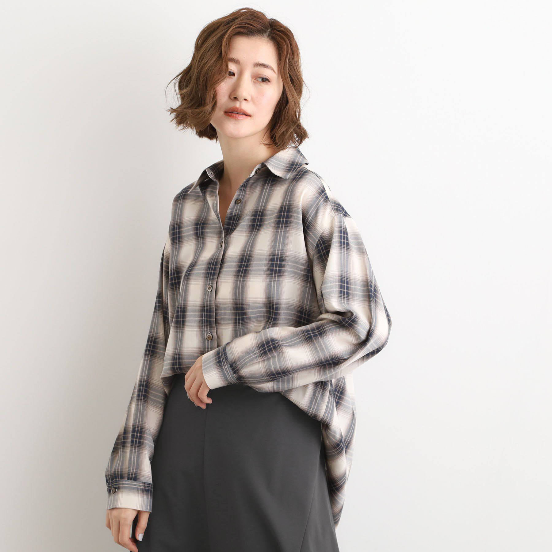 grove「今の季節にちょうどいい　オンブレーチェックシャツ」|シャツ・ブラウス|