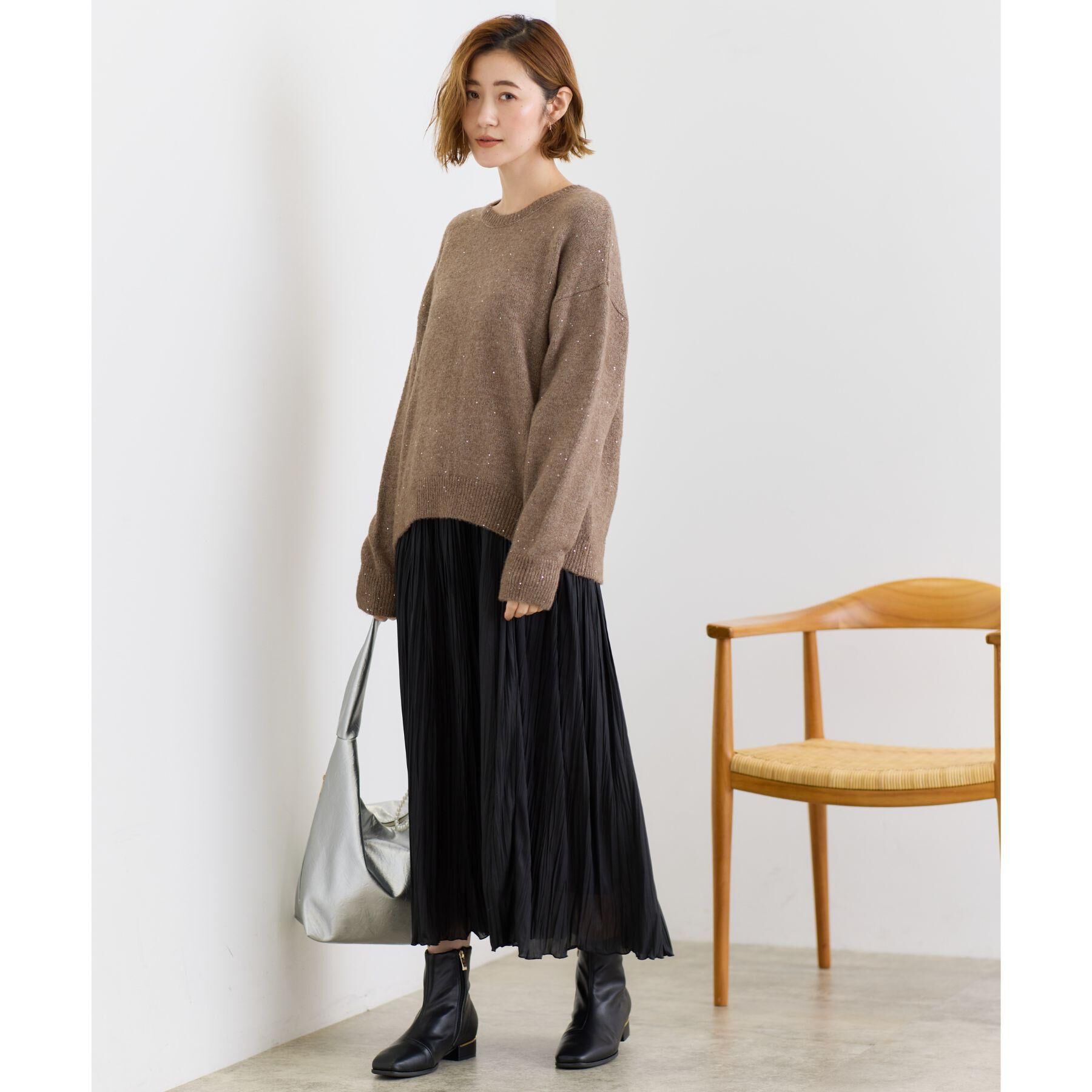 grove「華やぎ冬ニット　ミニスパンコールフェザーニット」|ニット・セーター|