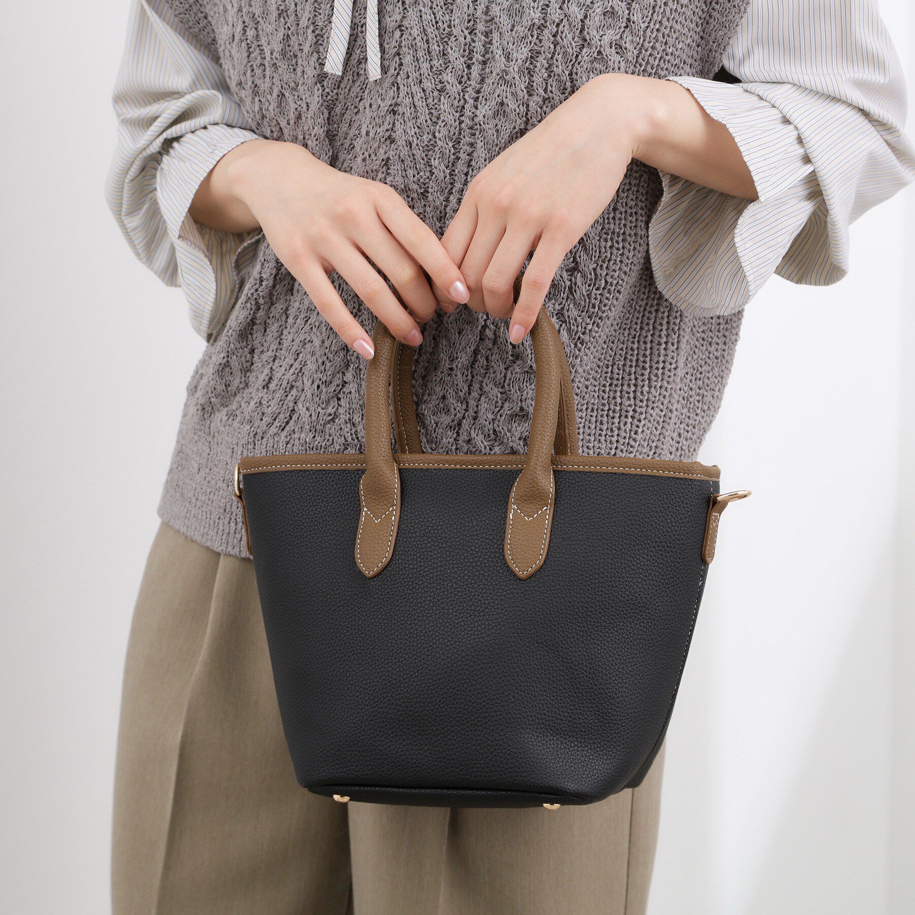 grove「パイピング2WAYトート」|トートバッグ|ブラック(519)