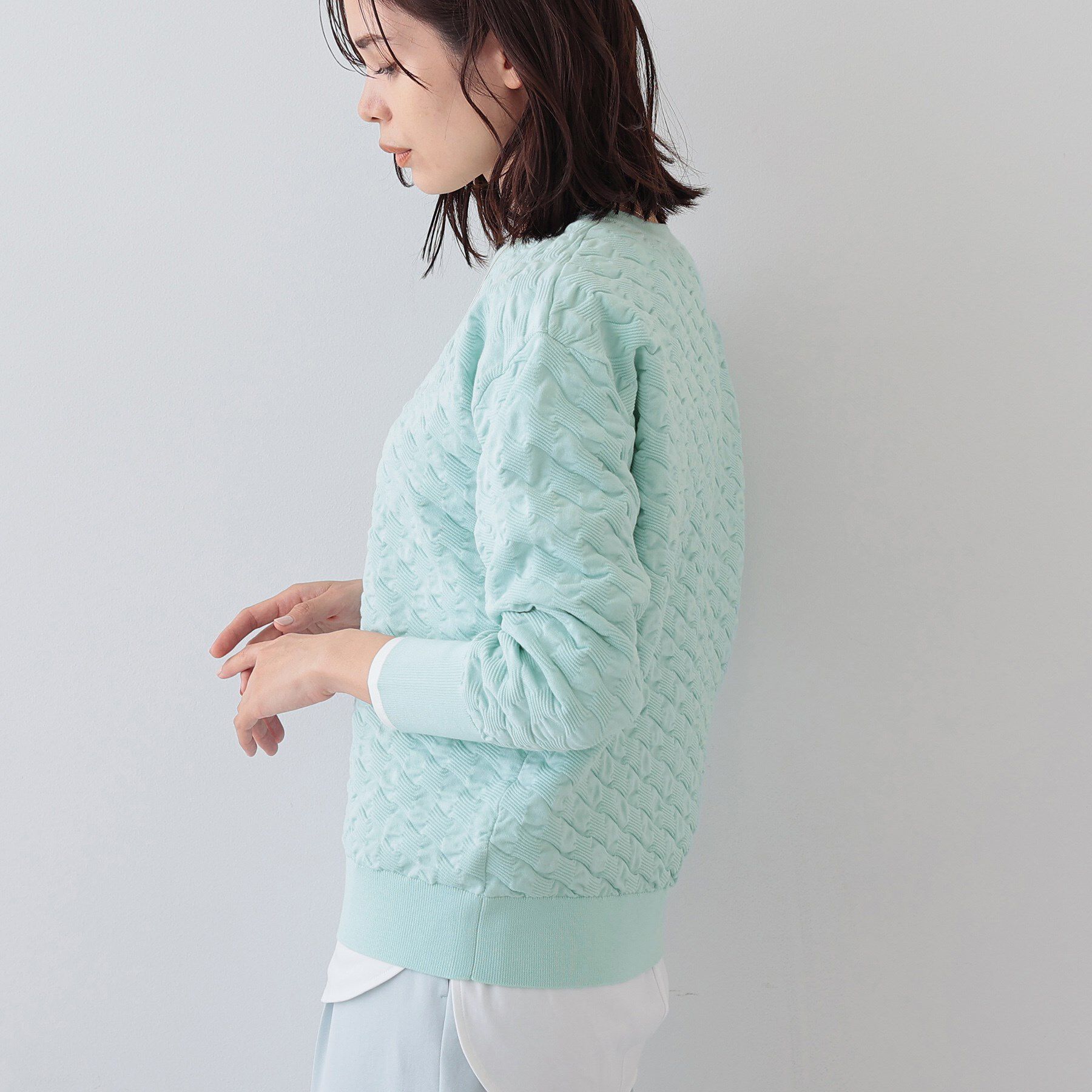 INDIVI「【洗える／コットン混】ふくれジャカードニット」|ニット・セーター|