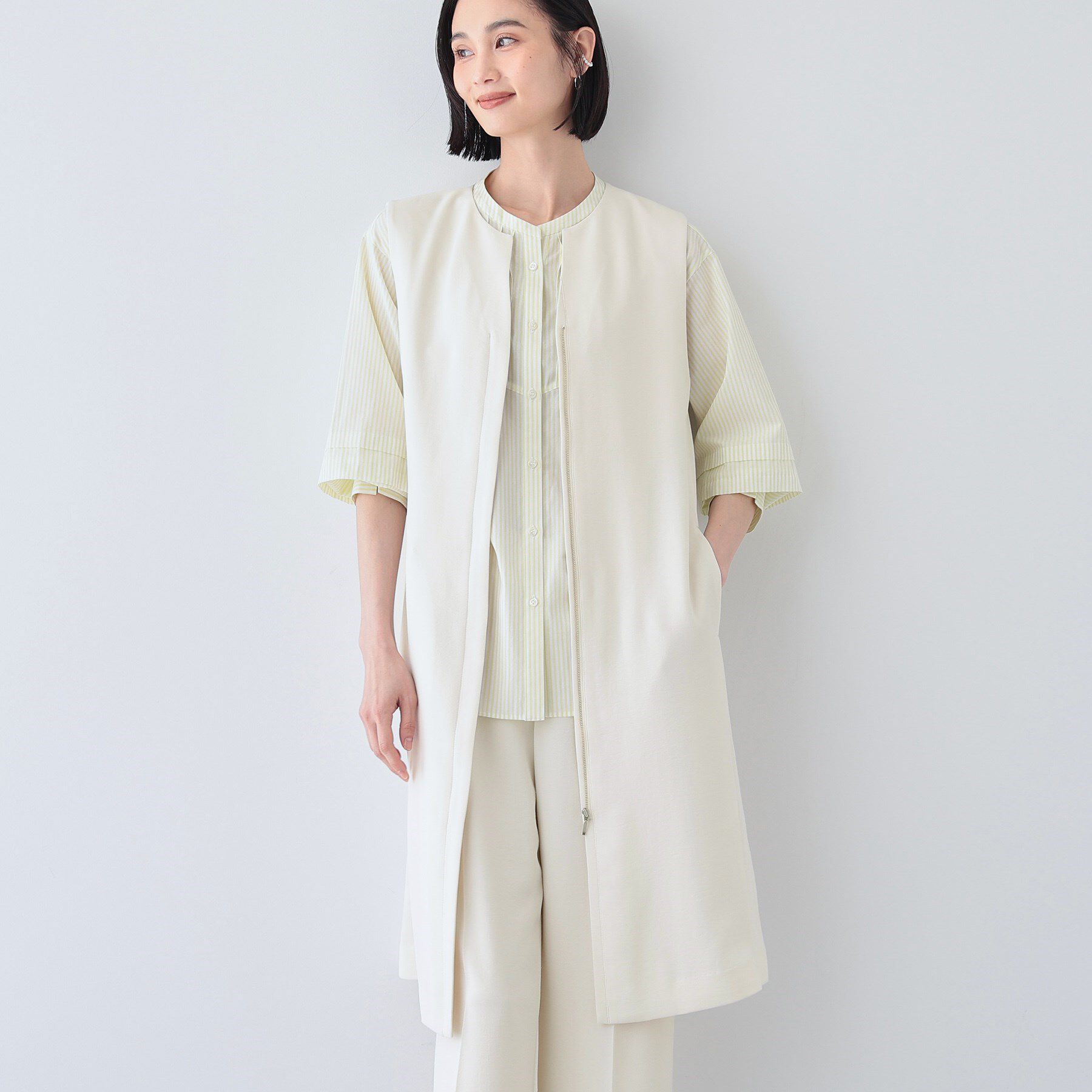 INDIVI「【着る日傘/遮熱/UVケア】ロングジレジャケット」|ベスト・ジレ|