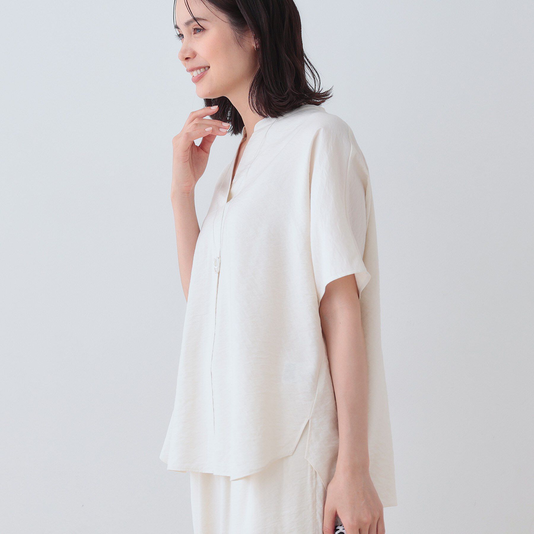 INDIVI「【洗える／UVケア／SETUP可能】スキッパードルマンブラウス」|シャツ・ブラウス|