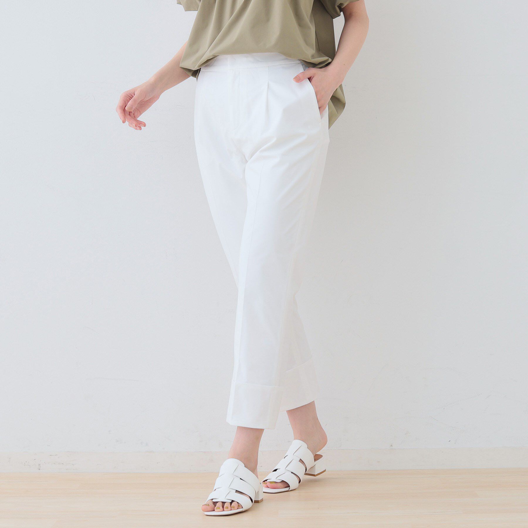 INDIVI「【通気性◎撥水／UV／SETUP可能】アクティブパンツ」|その他|ホワイト(001)