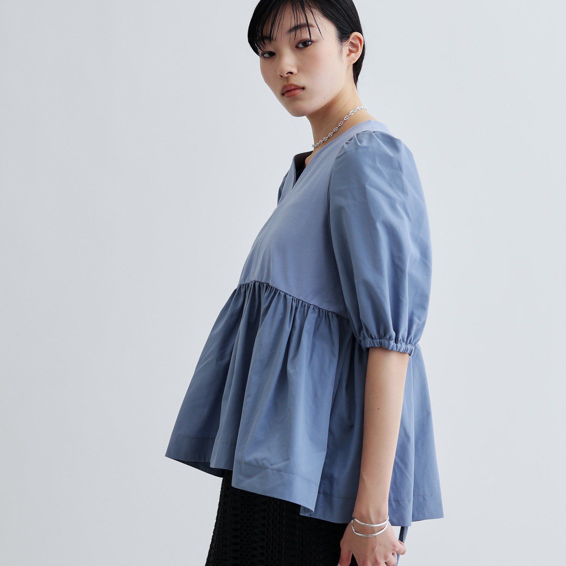 GALLEST「ハートネックペプラムカットソー」|Tシャツ・カットソー|ブルー(091)