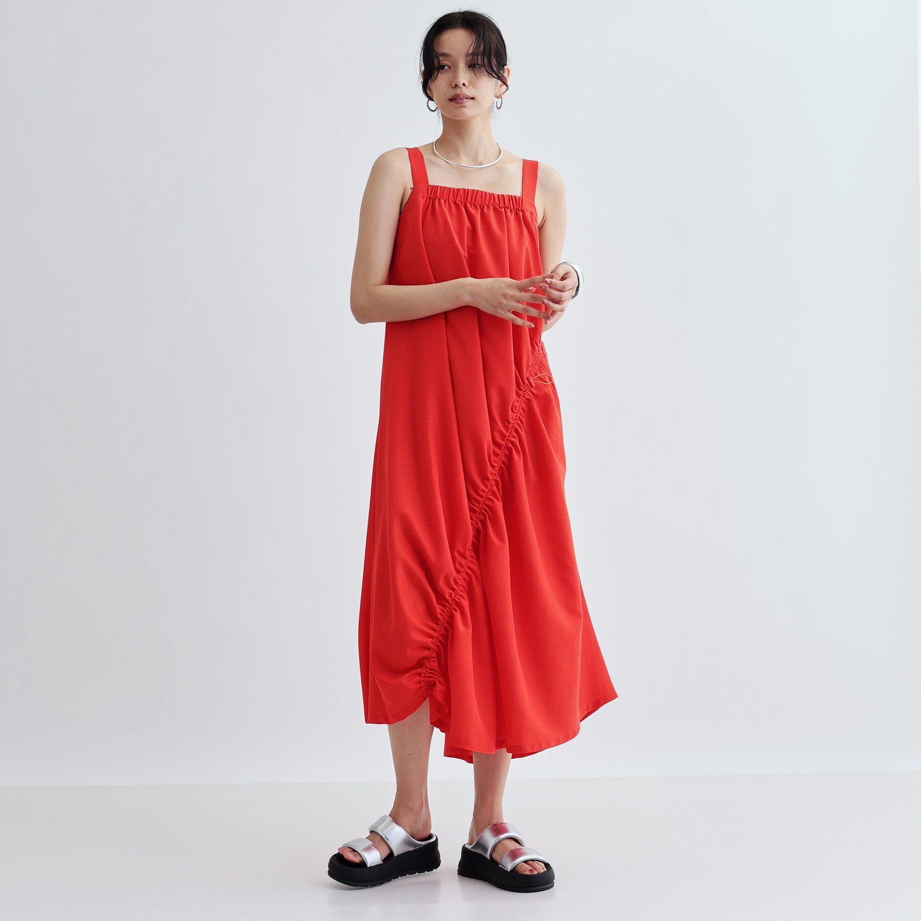 GALLEST「イレギュラーシャーリングワンピース」|ワンピース|レッド(062)