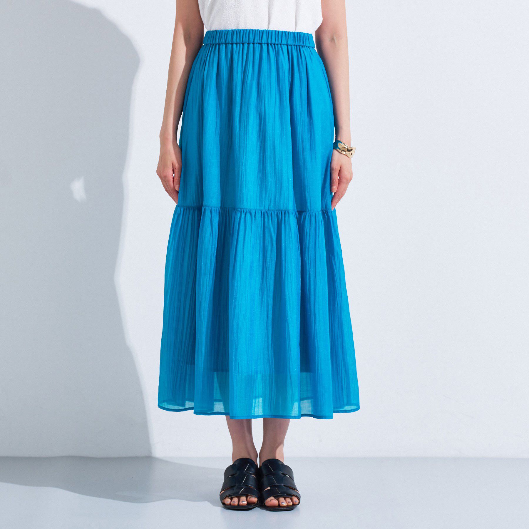 INDIVI「【2点セット／着回し◎】ノースリーブ＆ティアードスカート カセット服」|ワンピース|