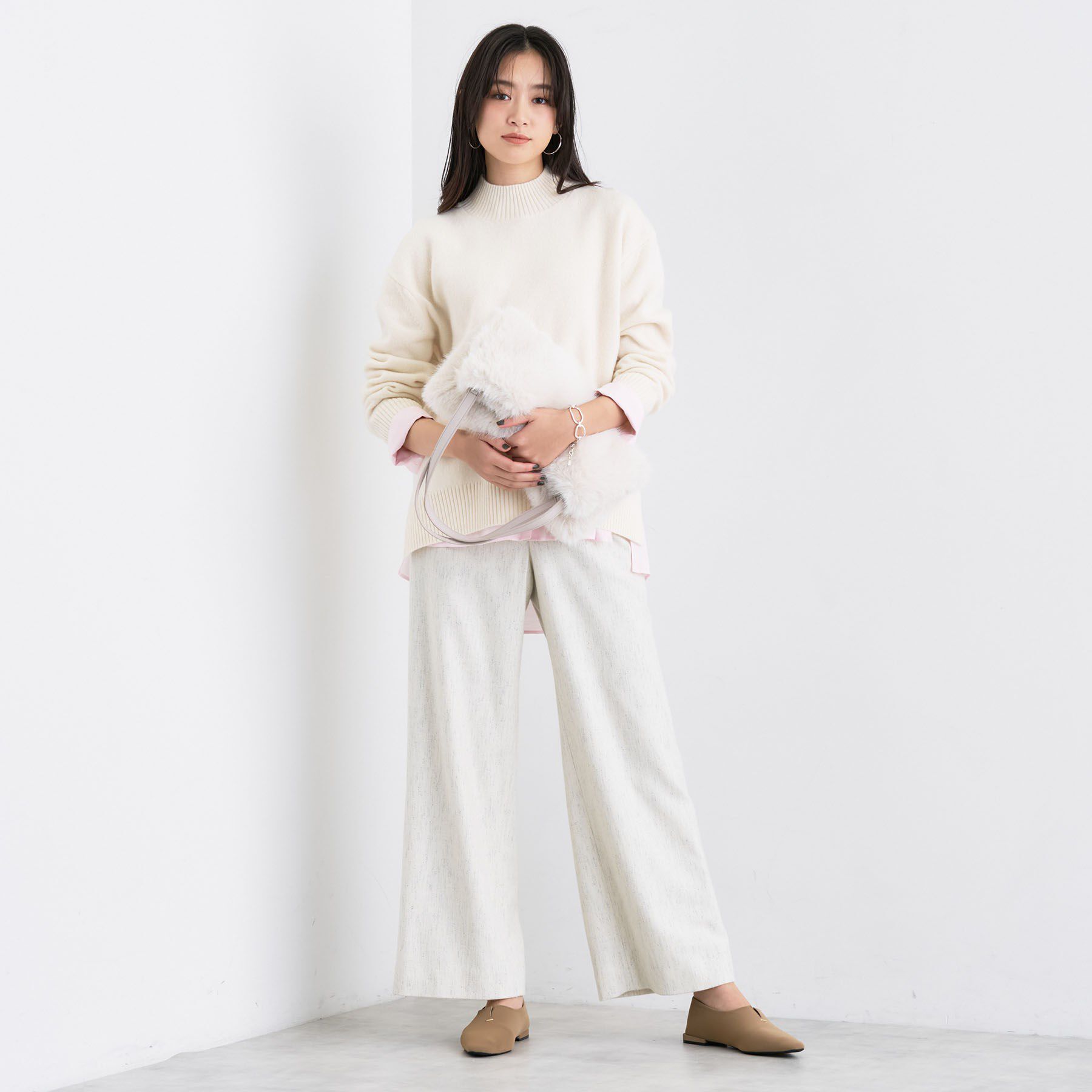 INDIVI「【冬ニット人気NO．1！／カシミヤ混】ミドルゲージハイネックニット」|ニット・セーター|