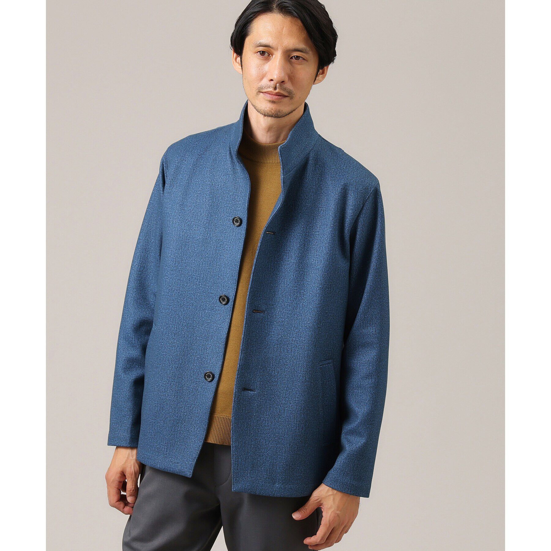 TAKEO KIKUCHI「【DOWN FABRIC】ダウンファブリック スタンドカラーブルゾン」|ブルゾン・スタジャン|ブルー(092)