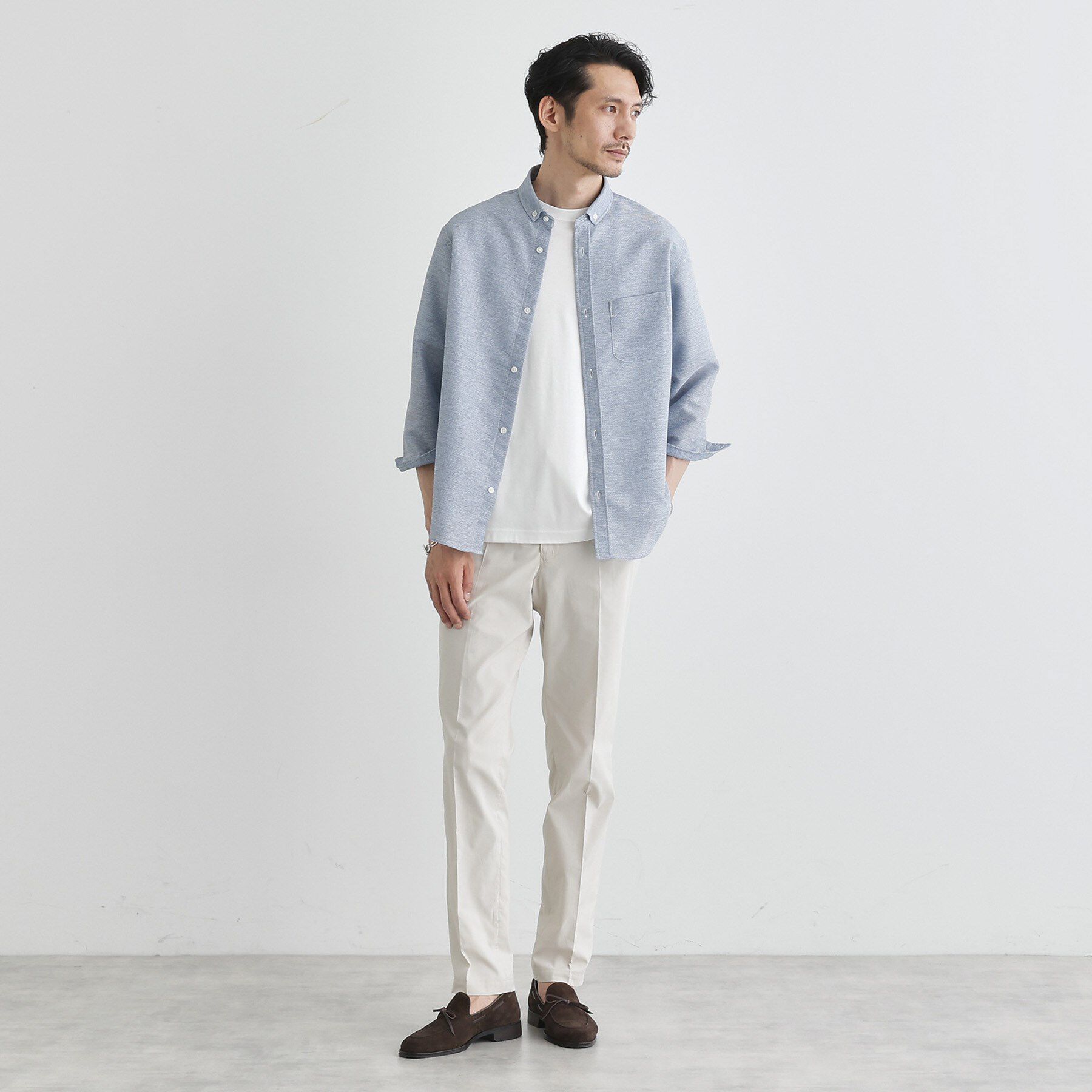 TAKEO KIKUCHI「【Sサイズ～】カラミ織り 7分袖シャツ」|シャツ・ブラウス|