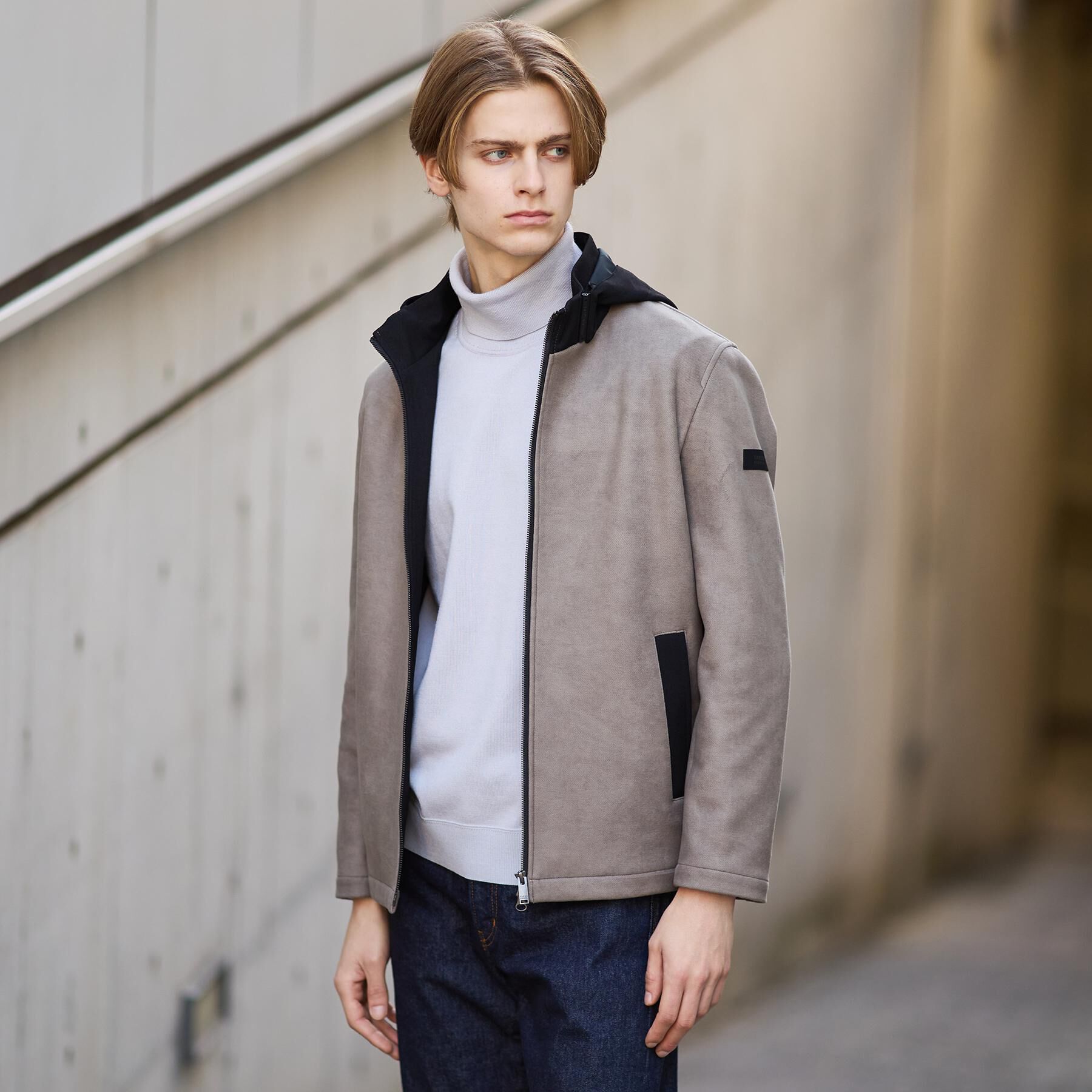 TAKEO KIKUCHI「【JUST ONE LAYER】ダウンファブリック ジップアップ フード ブルゾン」|ブルゾン・スタジャン|