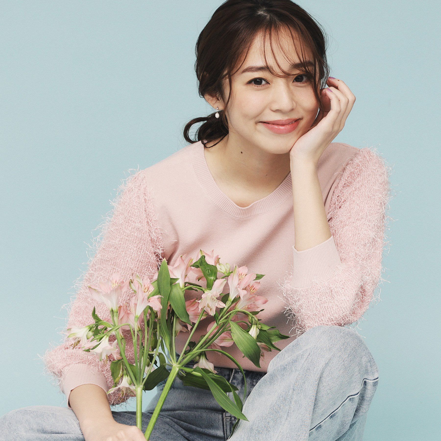 index「ドッキングシャギーニット【洗濯機洗い可】」|ニット・セーター|ライトピンク(070