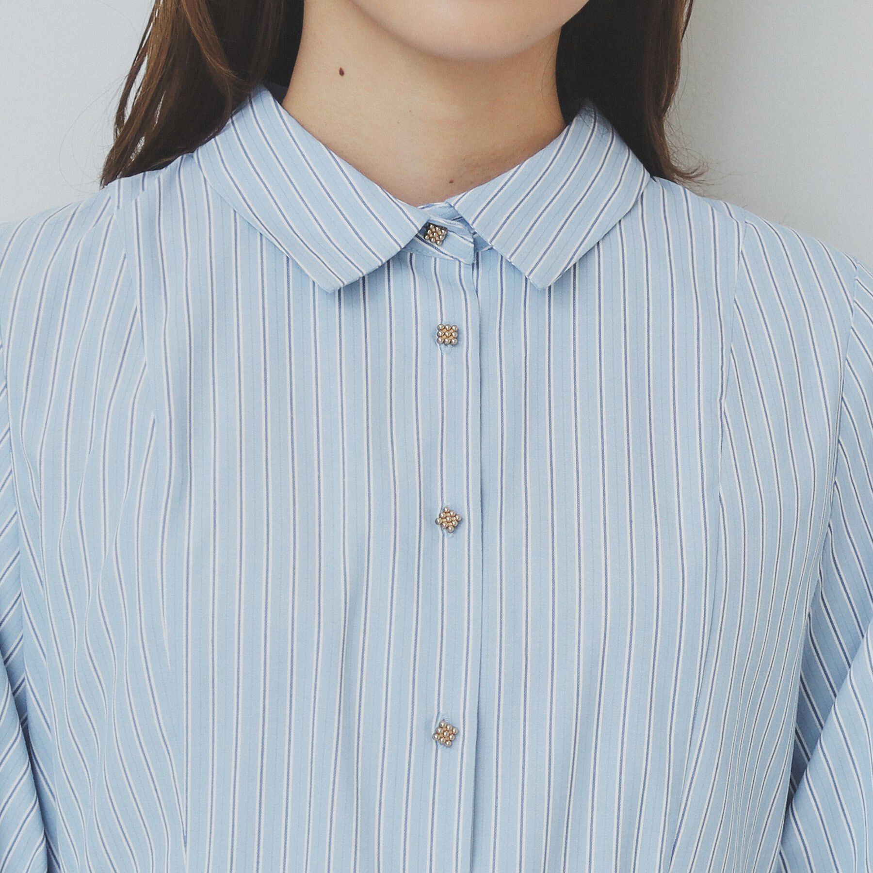 index「ストライプシャツワンピース【洗濯機洗い可/イージーアイロン】」|ワンピース|