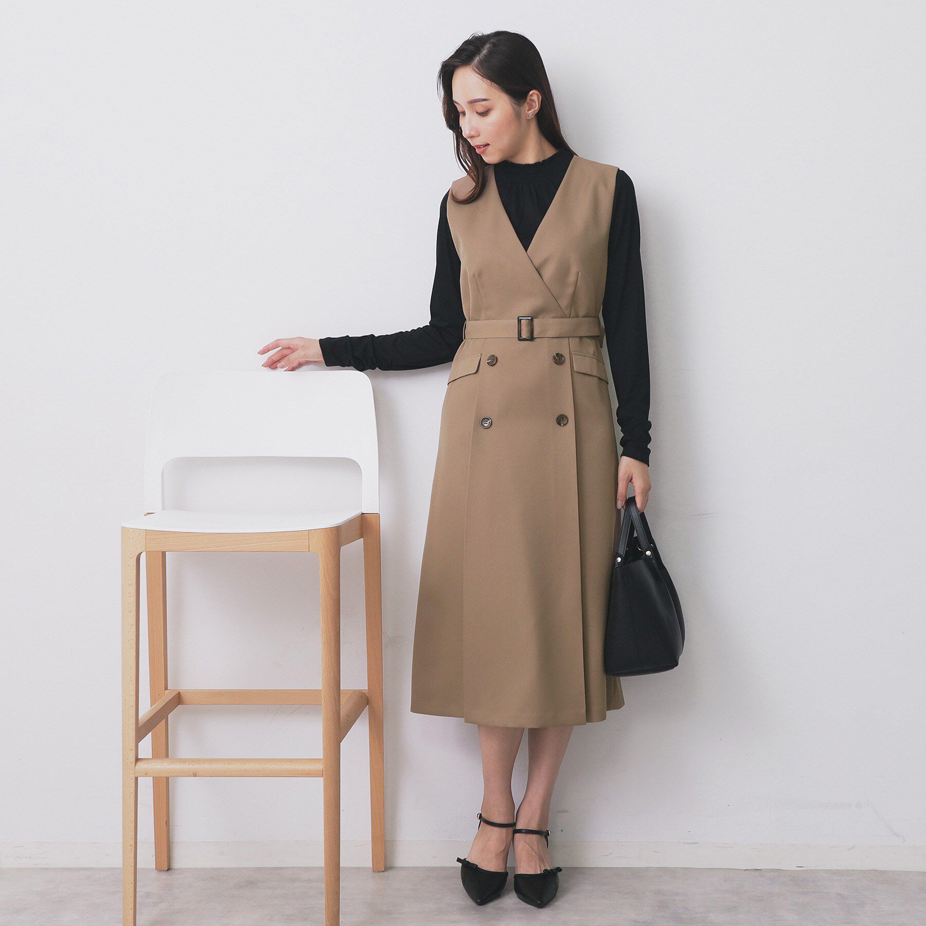 index「トレンチディティールワンピース【洗濯機OK/イージーアイロン/防シワ】」|ワンピース|