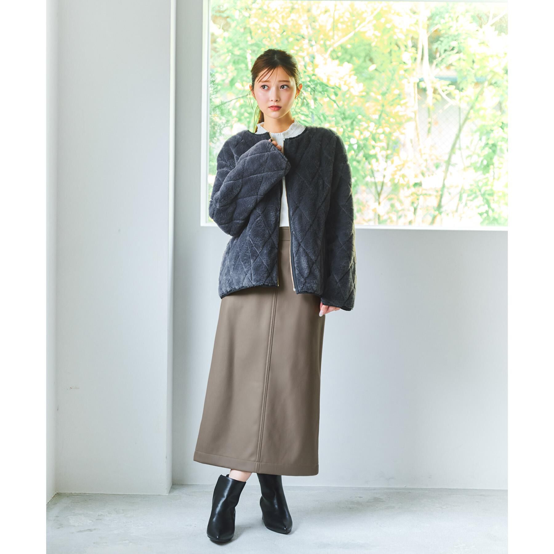 index「レザー調ストレッチAラインロングスカート【洗える】」|スカート|