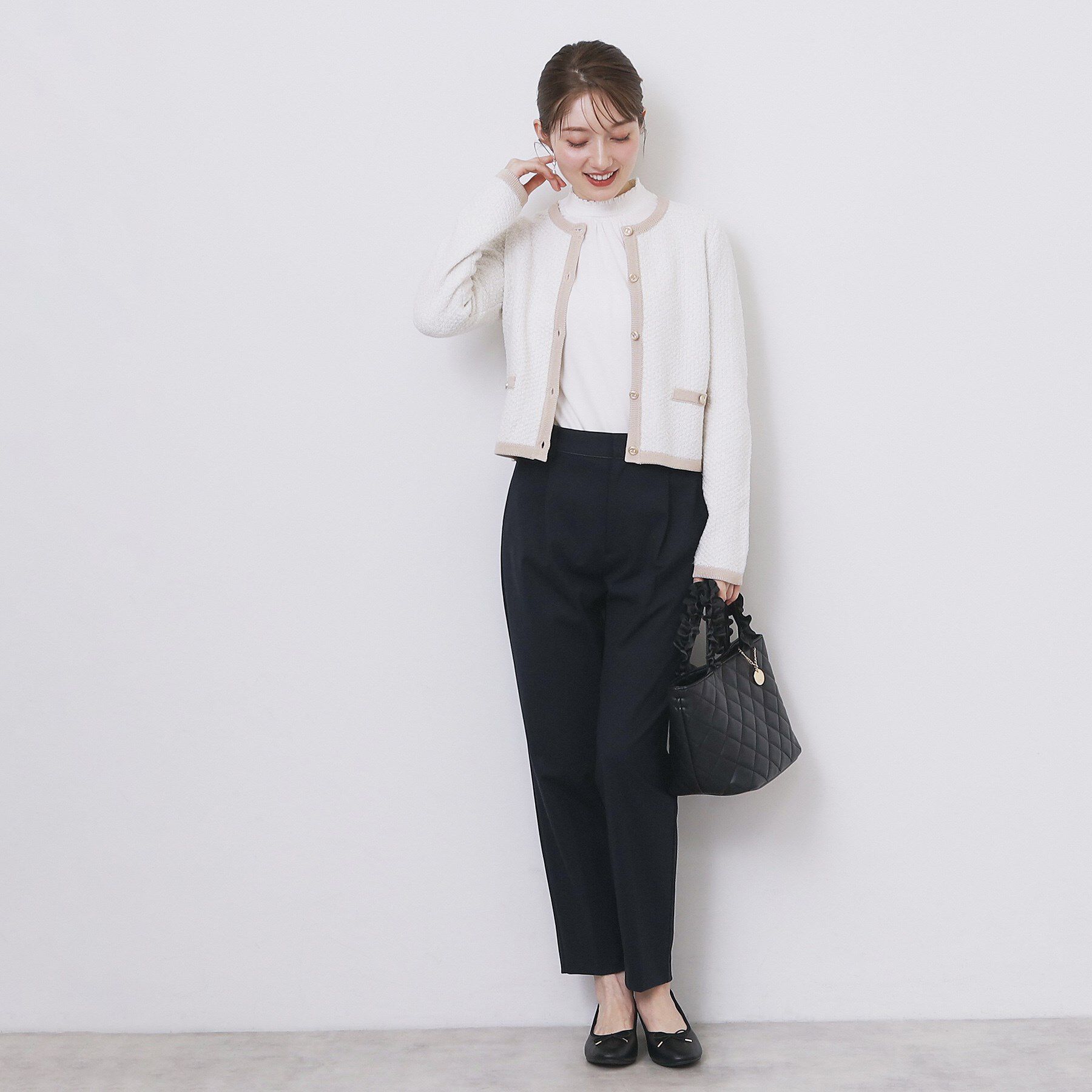 index「ミックスヤーンクルーカーディガン【洗濯機OK】」|カーディガン|