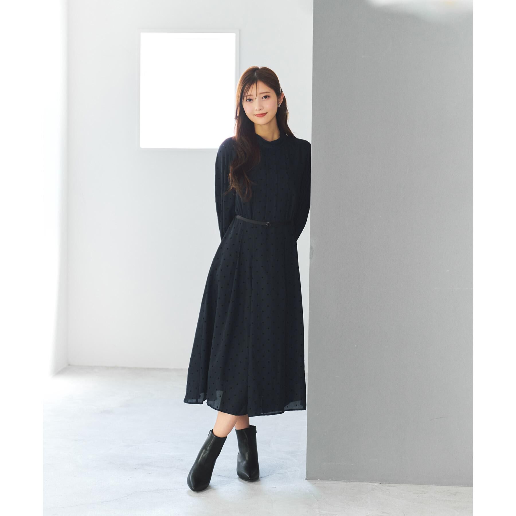 index「ドットデザインタックワンピース【洗濯機OK/イージーアイロン】」|ワンピース|