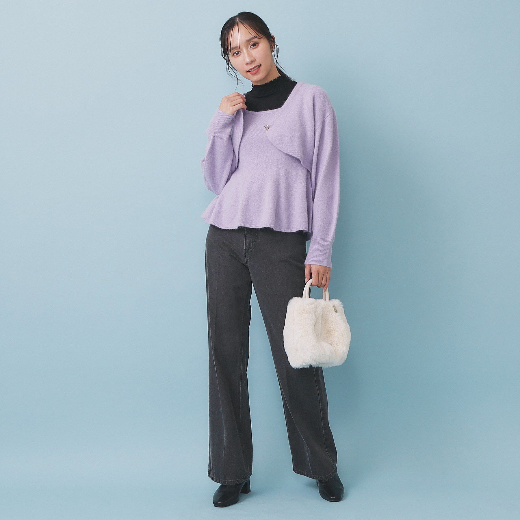 index「ハート釦ニットボレロ/アンサンブル対応【洗える】」|カーディガン|