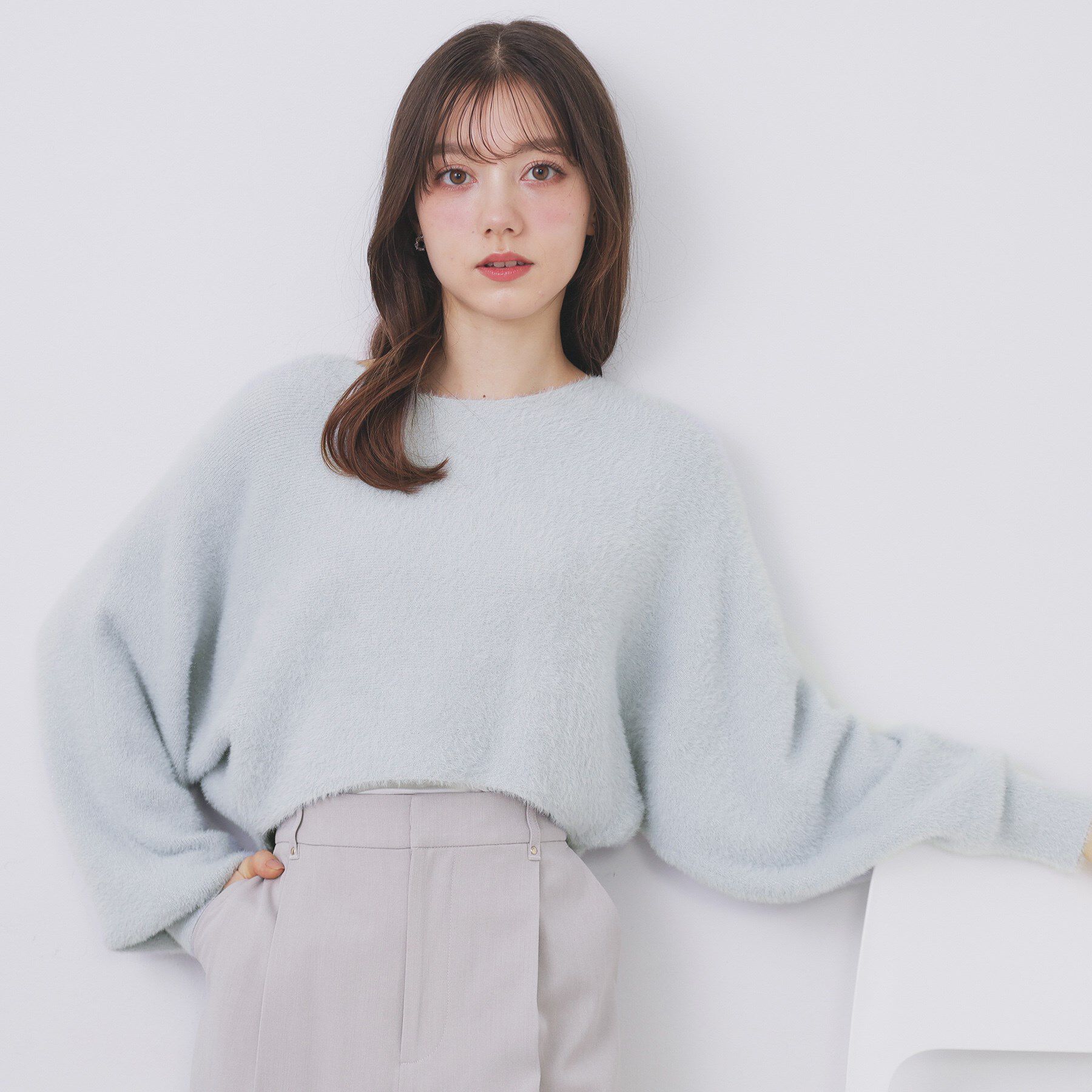 index「ラメフェザープルオーバーセット ニットワンピース【洗濯機OK】《XS～LL》」|スーツ|