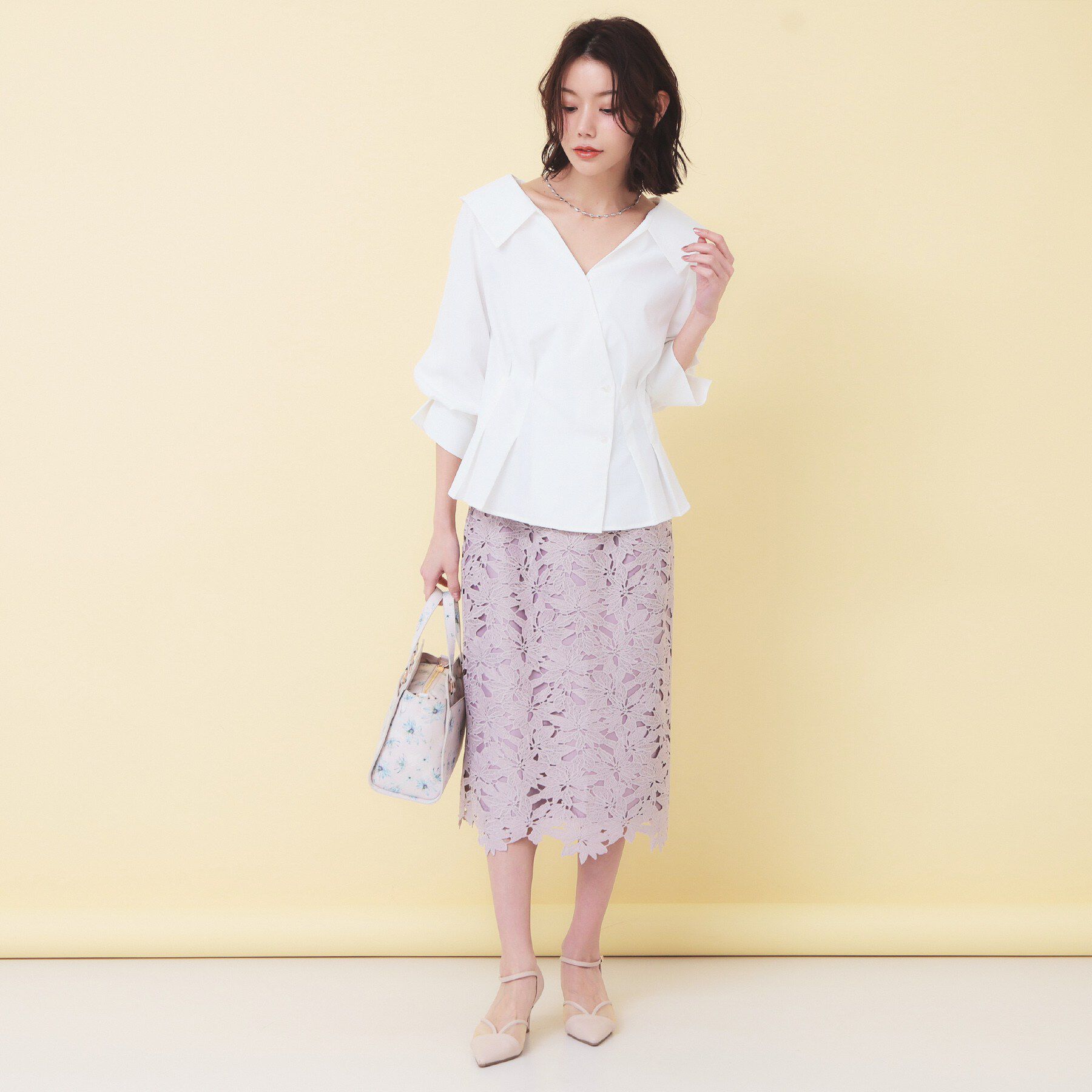 index「変形カシュクールタックシャツ【洗濯機OK／ストレッチ】」|シャツ・ブラウス|