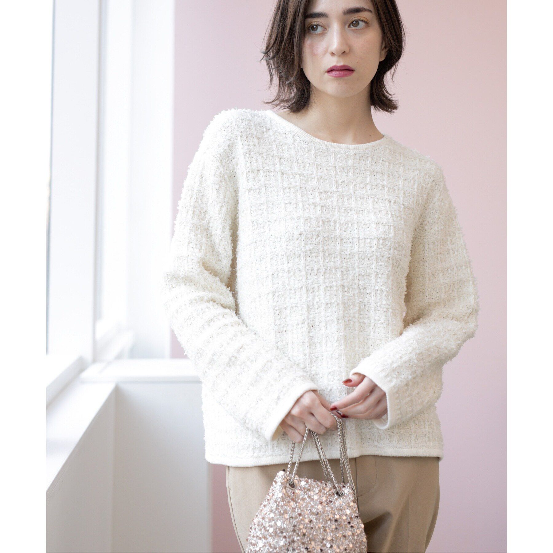 OPAQUE.CLIP「ツイードライクニット【洗濯機洗い可】」|ニット・セーター|