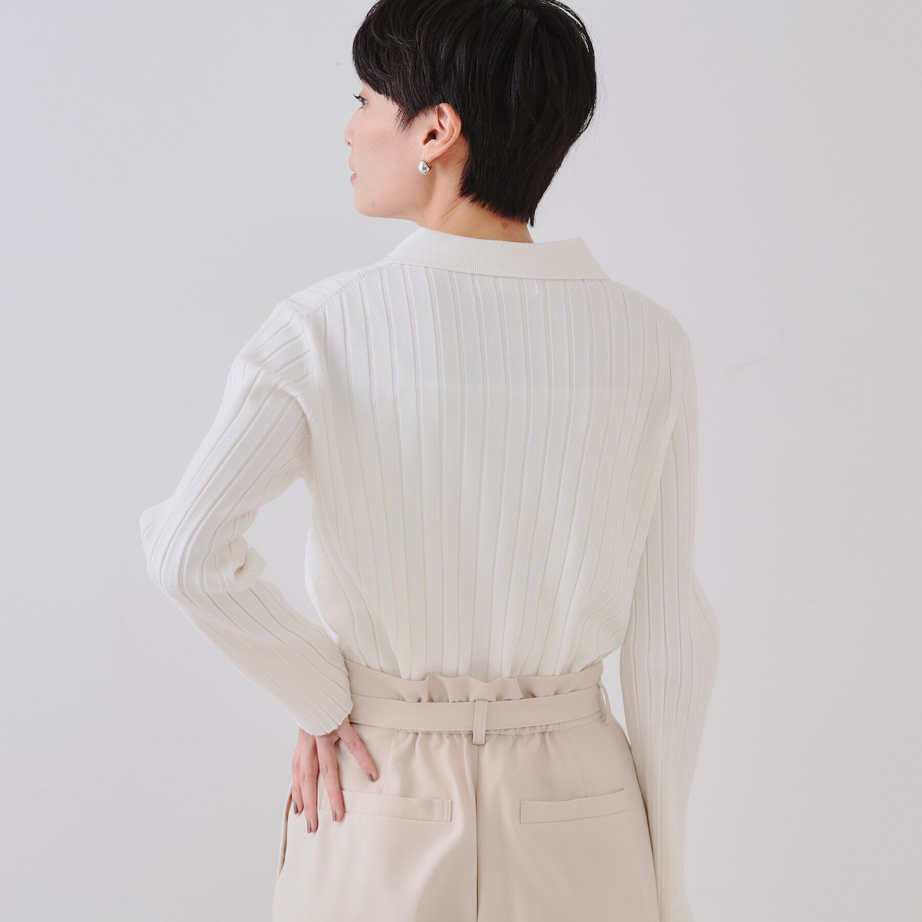 OPAQUE.CLIP「ワイドリブポロニット【洗濯機洗い可】」|ニット・セーター|