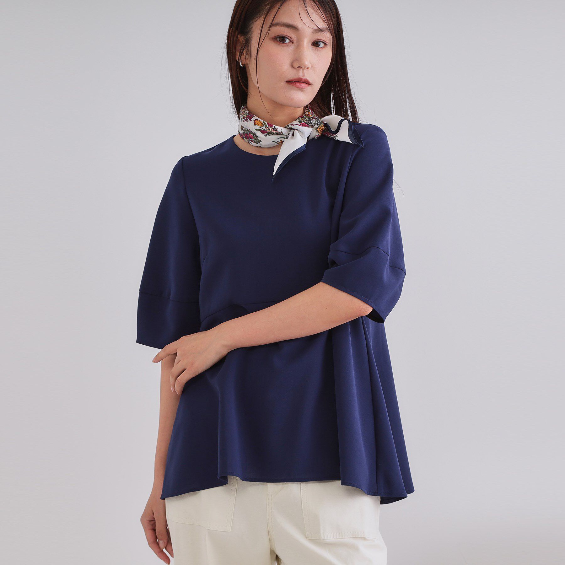 OPAQUE.CLIP「《6色展開》ストレッチペプラムブラウス/セットアップ対応【洗濯機洗い可/防シワ】」|シャツ・ブラウス|