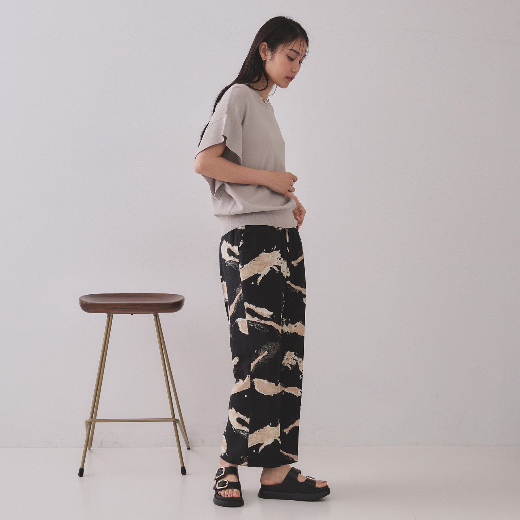 OPAQUE.CLIP「フリルスリーブニット【UVケア/接触冷感/洗濯機洗い可/抗ピル】」|ニット・セーター|