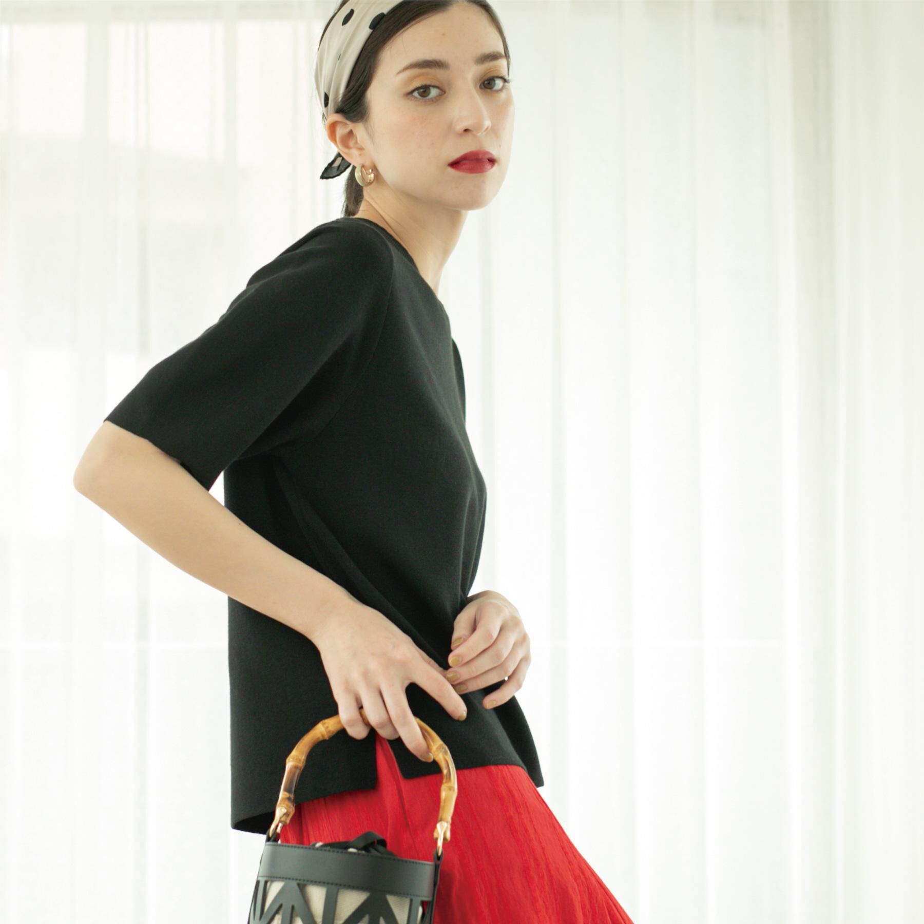 OPAQUE.CLIP「カーブスリーブニット【UV/洗濯機洗い可】」|ニット・セーター|