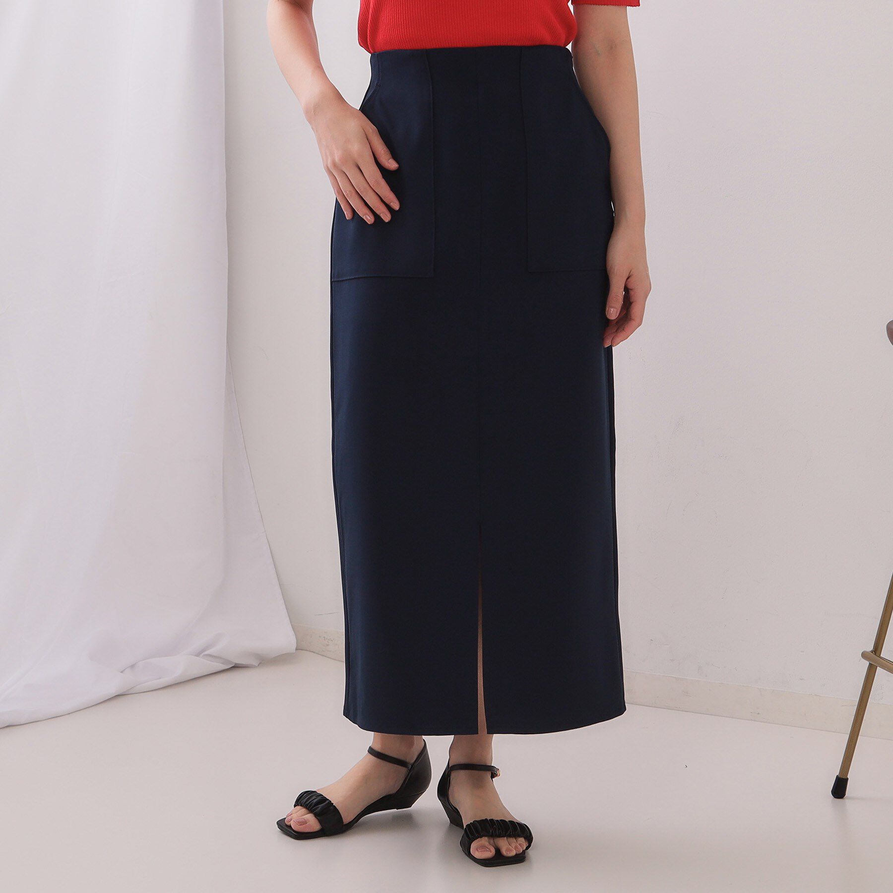 OPAQUE.CLIP「《5色展開/S-LLサイズ》リネンライクストレッチタイトスカート【洗濯機洗い可】」|スカート|