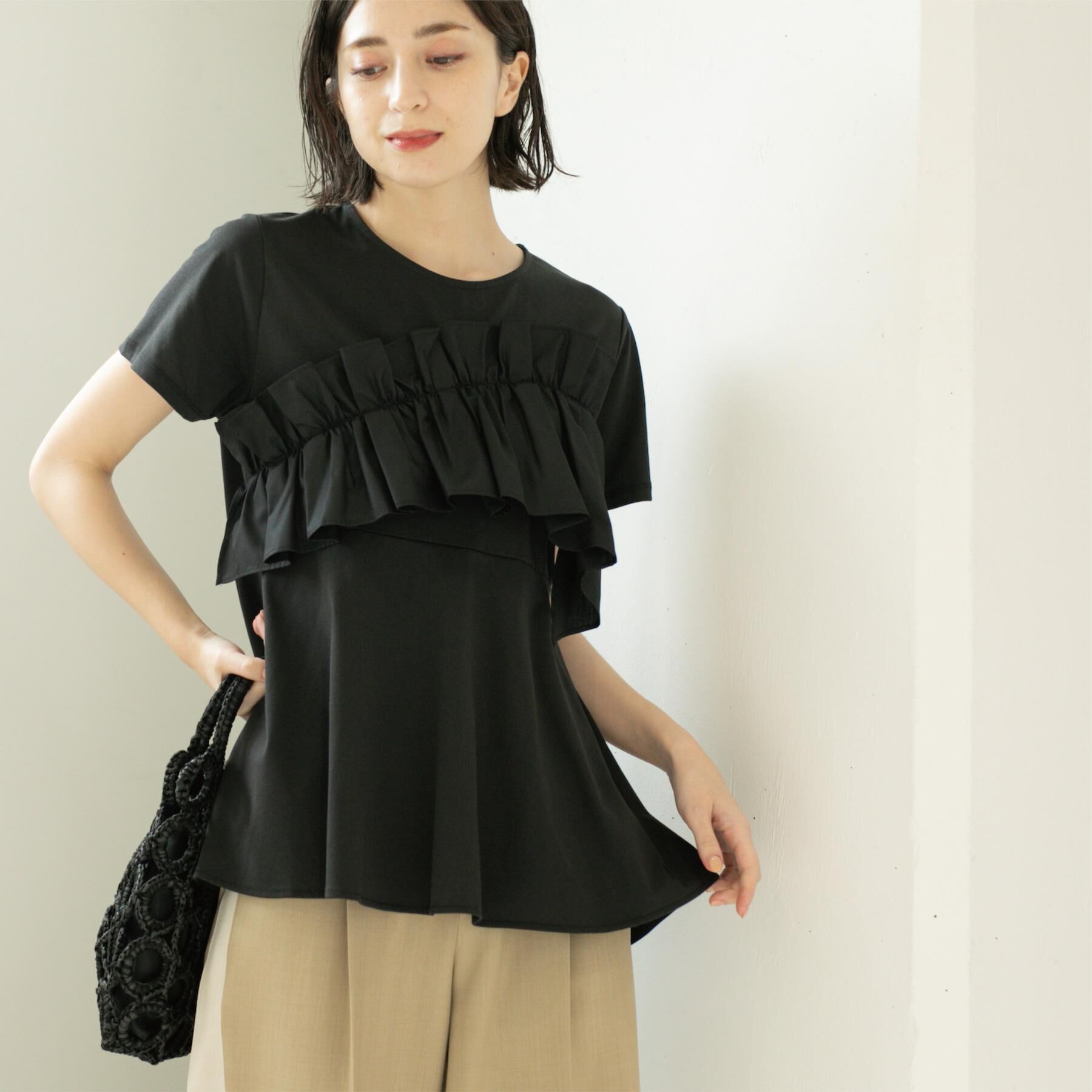 OPAQUE.CLIP「フリルドッキングペプラムトップス【接触冷感/洗濯機洗い可】」|Tシャツ・カットソー|