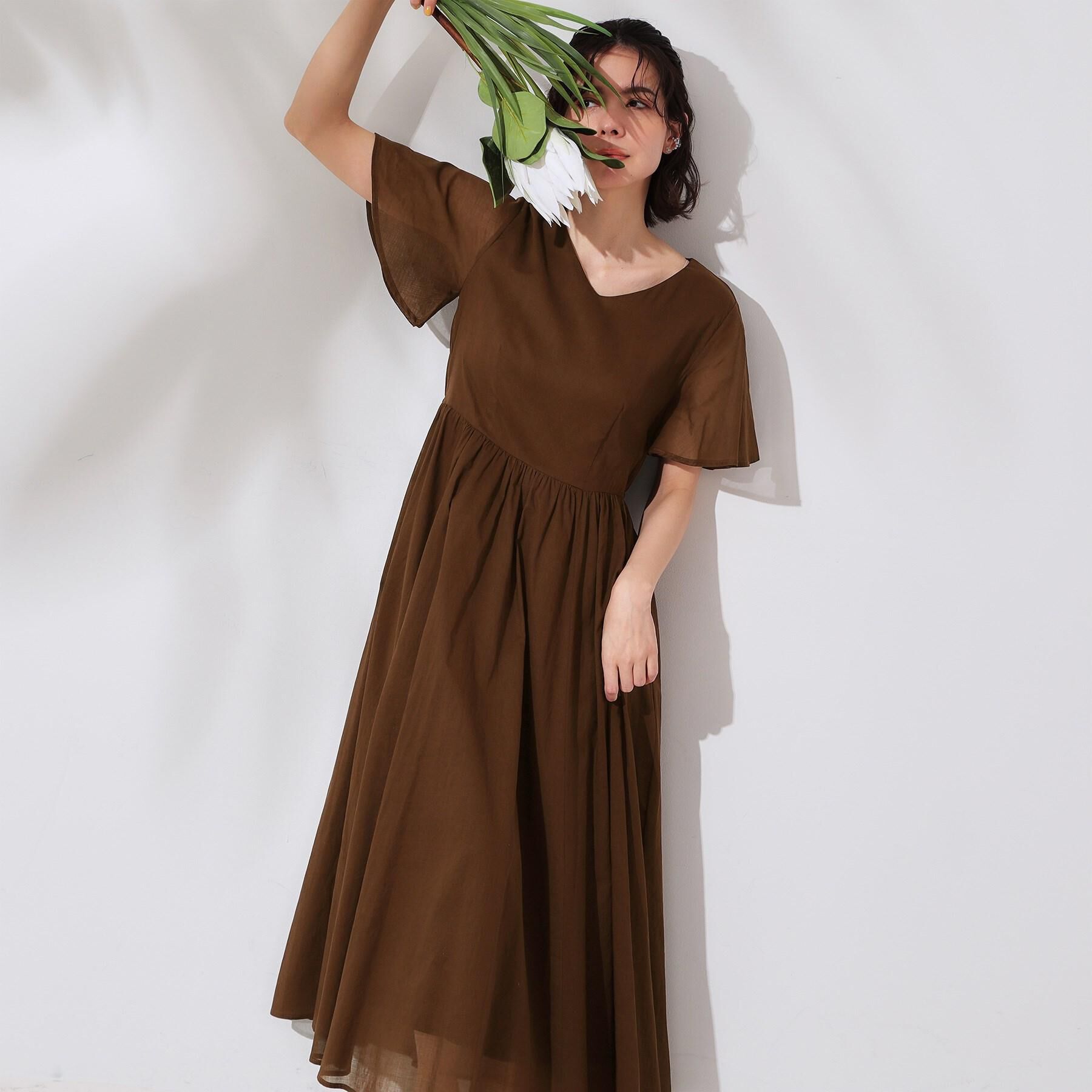 OPAQUE.CLIP「Vネックフィット＆フレアドレス/オーガニックコットン混【洗濯機洗い可】」|ワンピース|