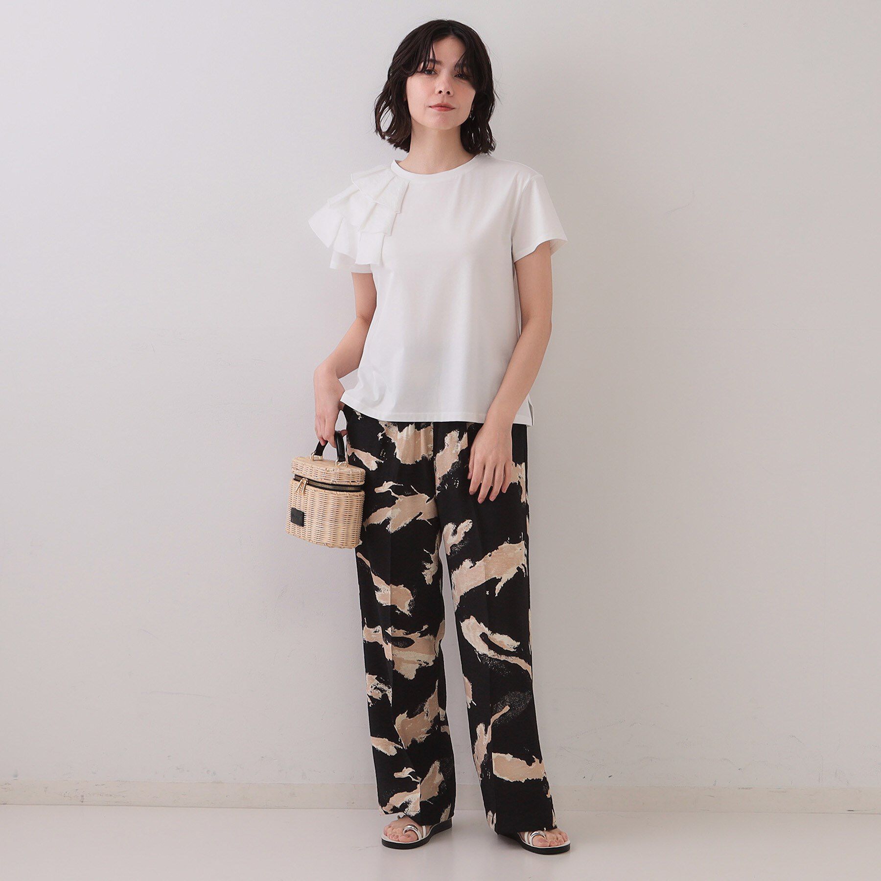 OPAQUE.CLIP「ショルダーフリルドッキングカットソー【UV/接触冷感/洗濯機洗い可】」|Tシャツ・カットソー|