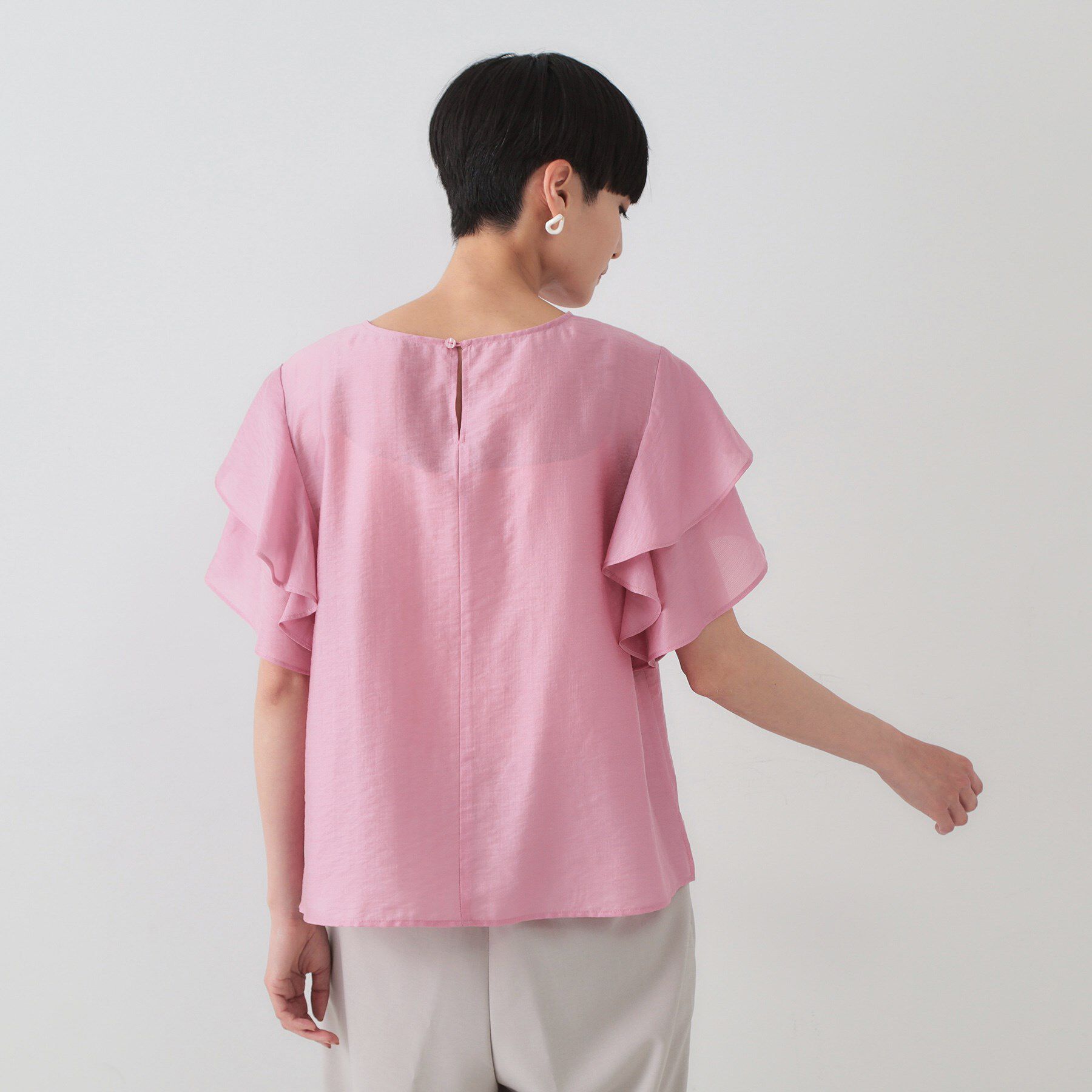 OPAQUE.CLIP「フリルスリーブブラウス【洗濯機洗い可】」|シャツ・ブラウス|