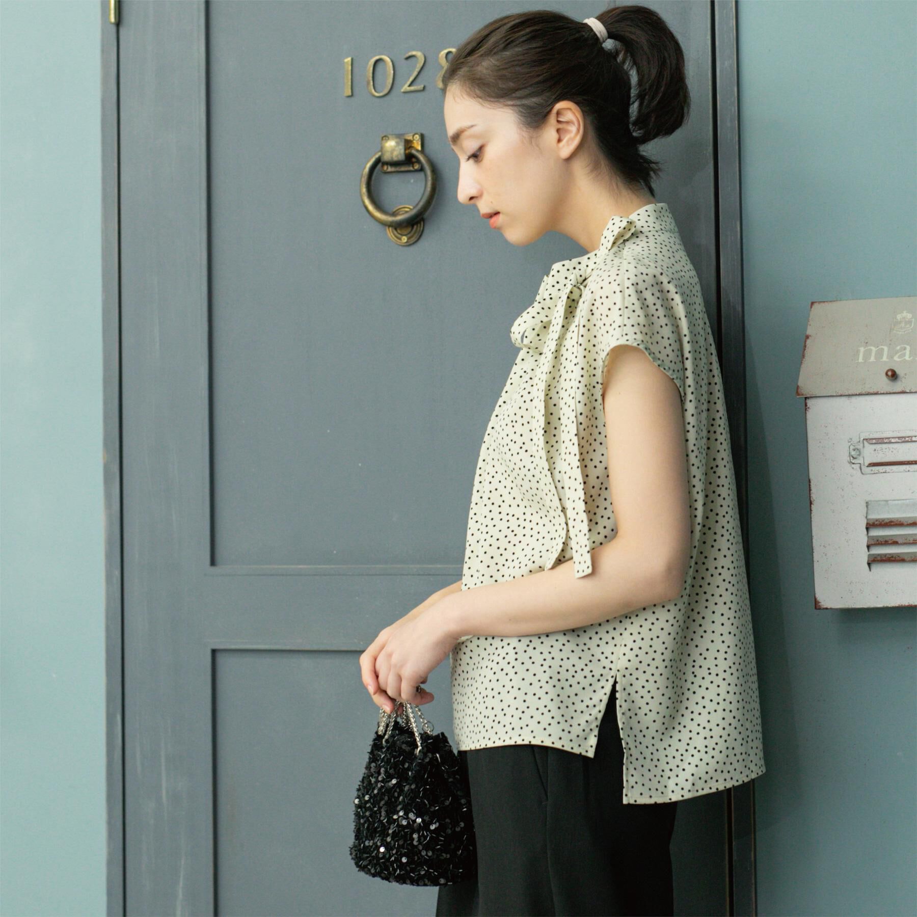 OPAQUE.CLIP「ラッピングボウタイドットブラウス【洗濯機洗い可】」|シャツ・ブラウス|