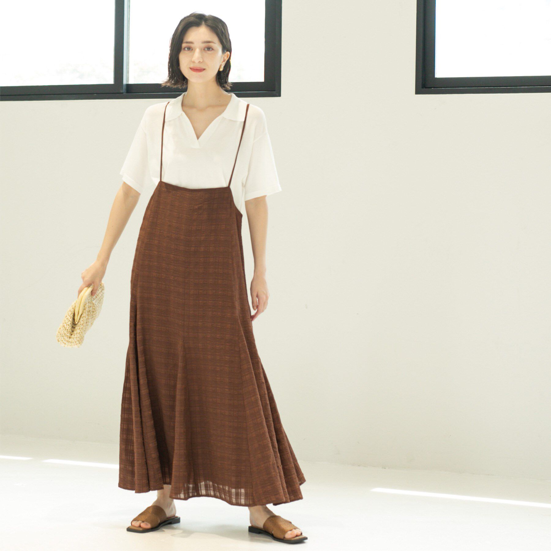 OPAQUE.CLIP「シアーチェックキャミワンピース【洗濯機洗い可】」|ワンピース|