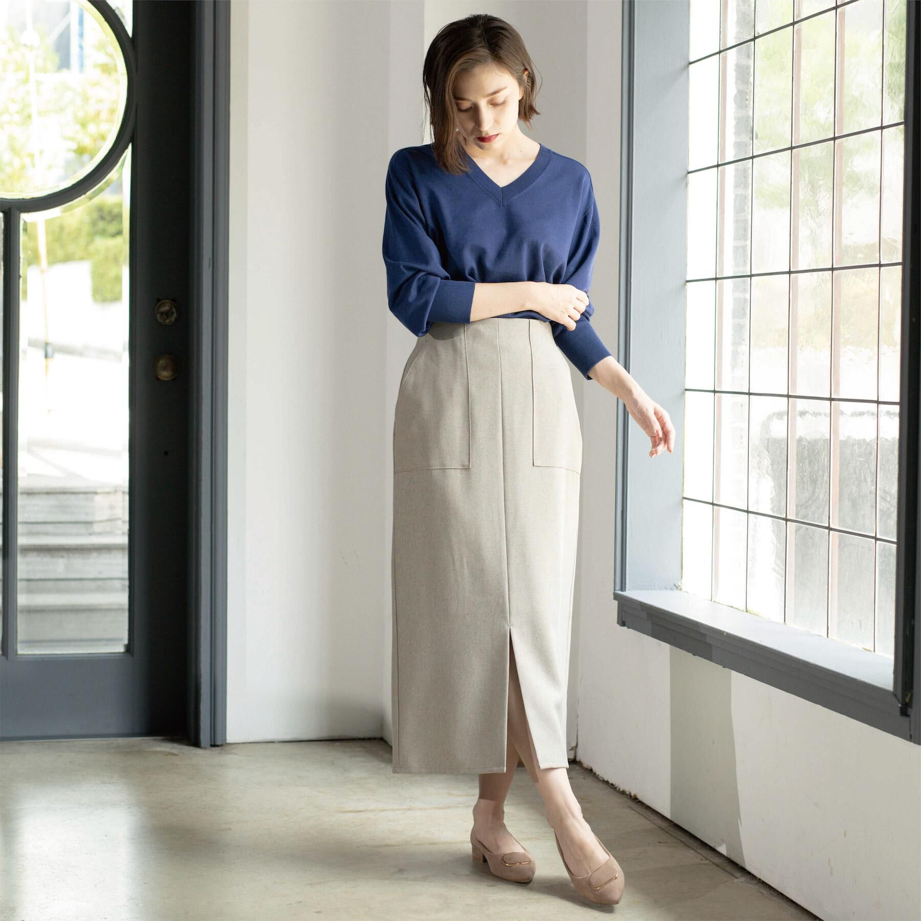 OPAQUE.CLIP「リラクシーVネックニット【洗濯機洗OK】《6col》」|ニット・セーター|