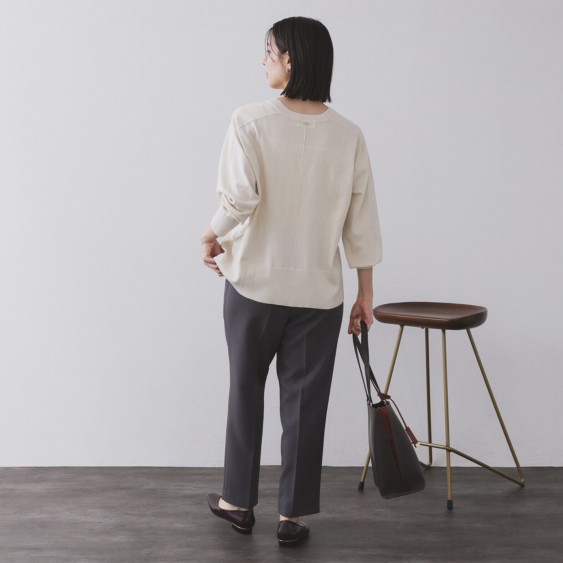 OPAQUE.CLIP「リラクシーVネックニット【洗濯機洗OK】《6col》」|ニット・セーター|