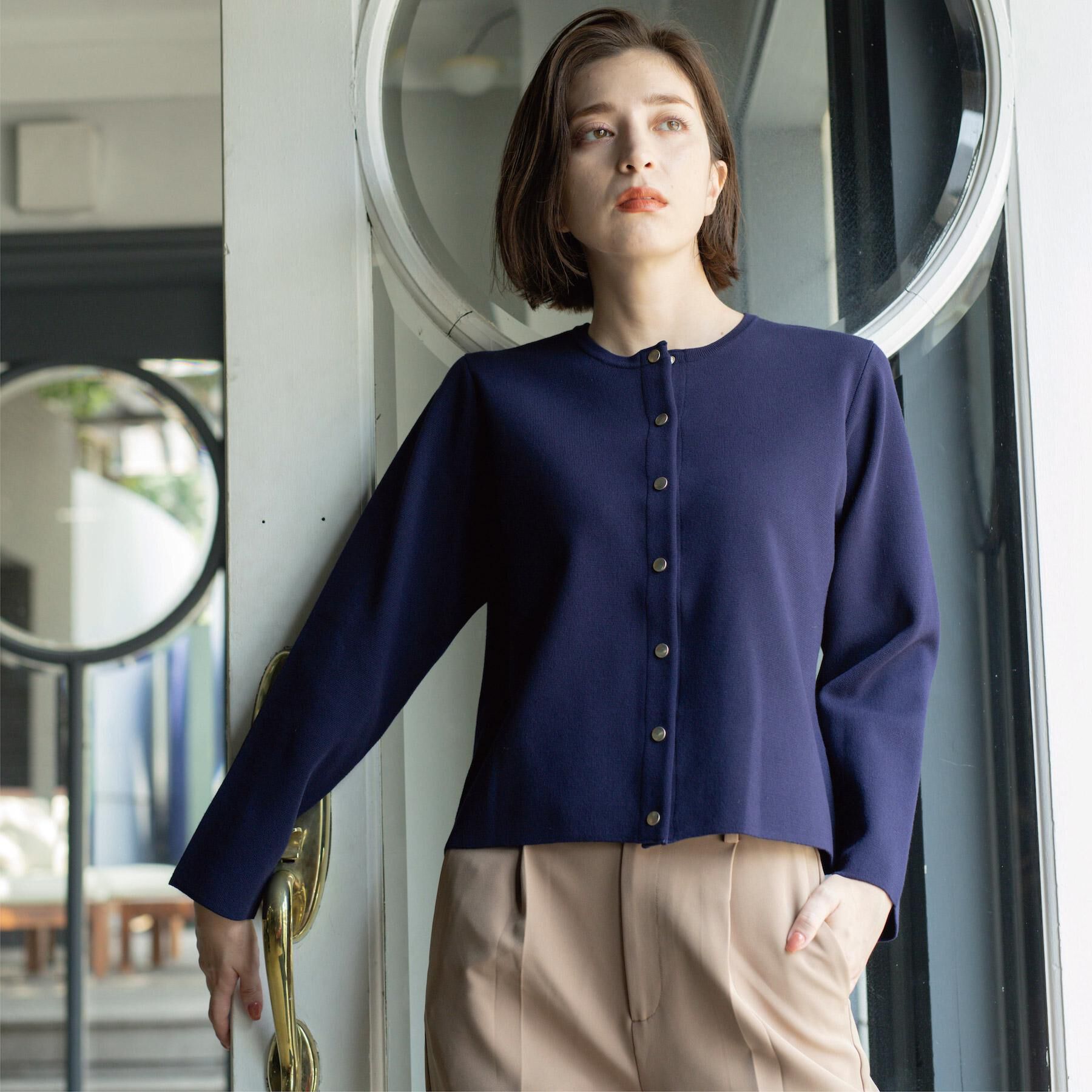 OPAQUE.CLIP「スナップボタンニットカーディガン【UVケア/洗濯機OK】《6col/S～LL》」|カーディガン|