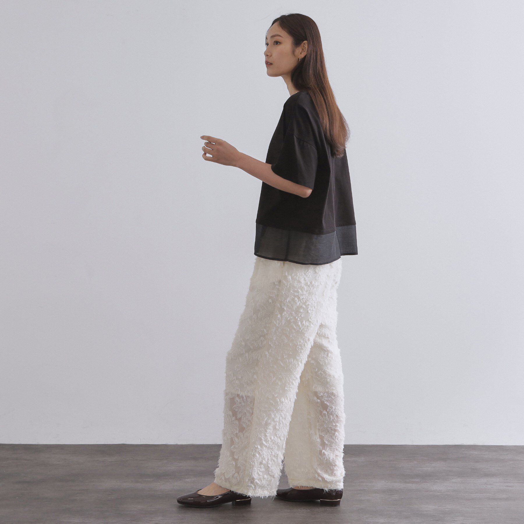 OPAQUE.CLIP「裾シアードッキングボクシーTシャツ【洗濯機洗い可】」|Tシャツ・カットソー|