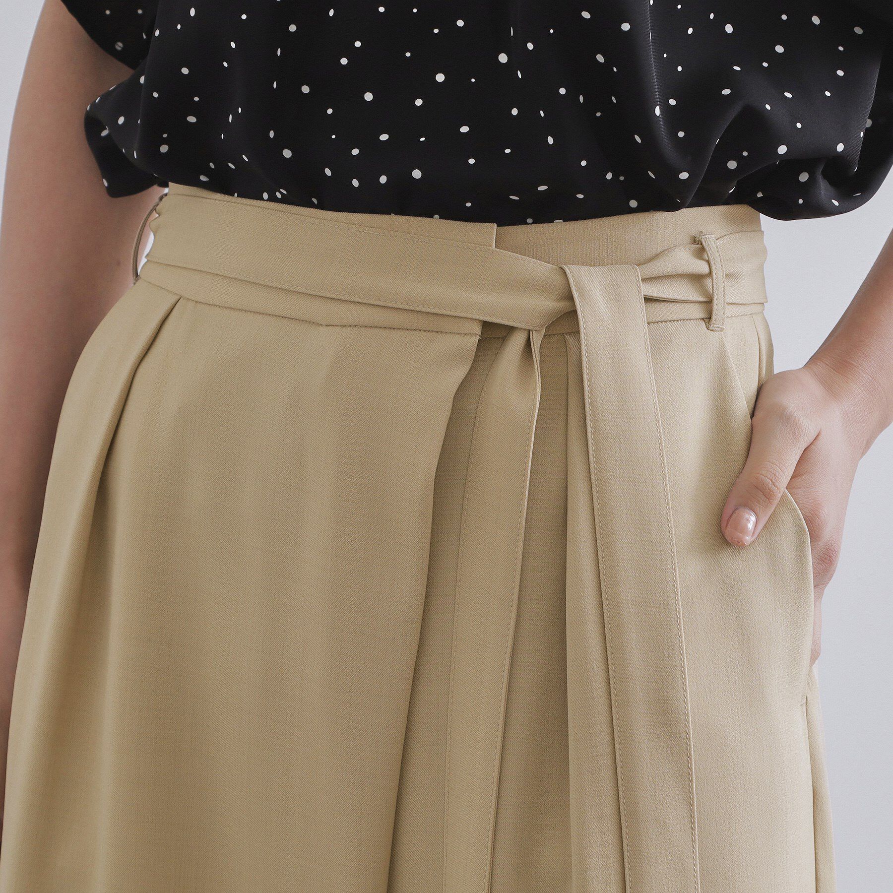 OPAQUE.CLIP「サッシュリボン付きラップデザインパンツ【洗濯機洗い可】」|その他|