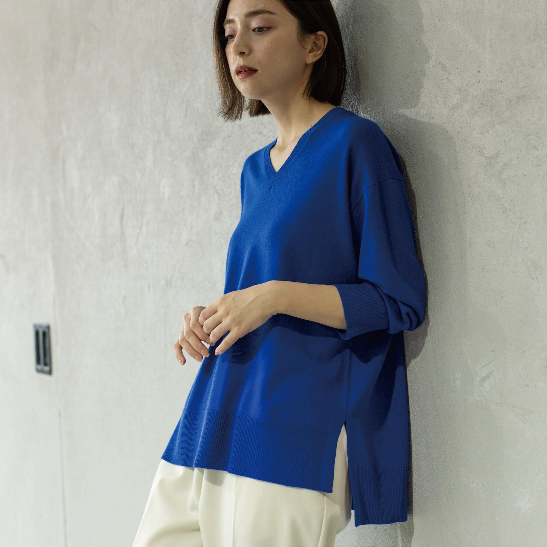 OPAQUE.CLIP「Vネックニット/エクストラファインメリノウール【THEシリーズ/洗濯機OK】」|ニット・セーター|