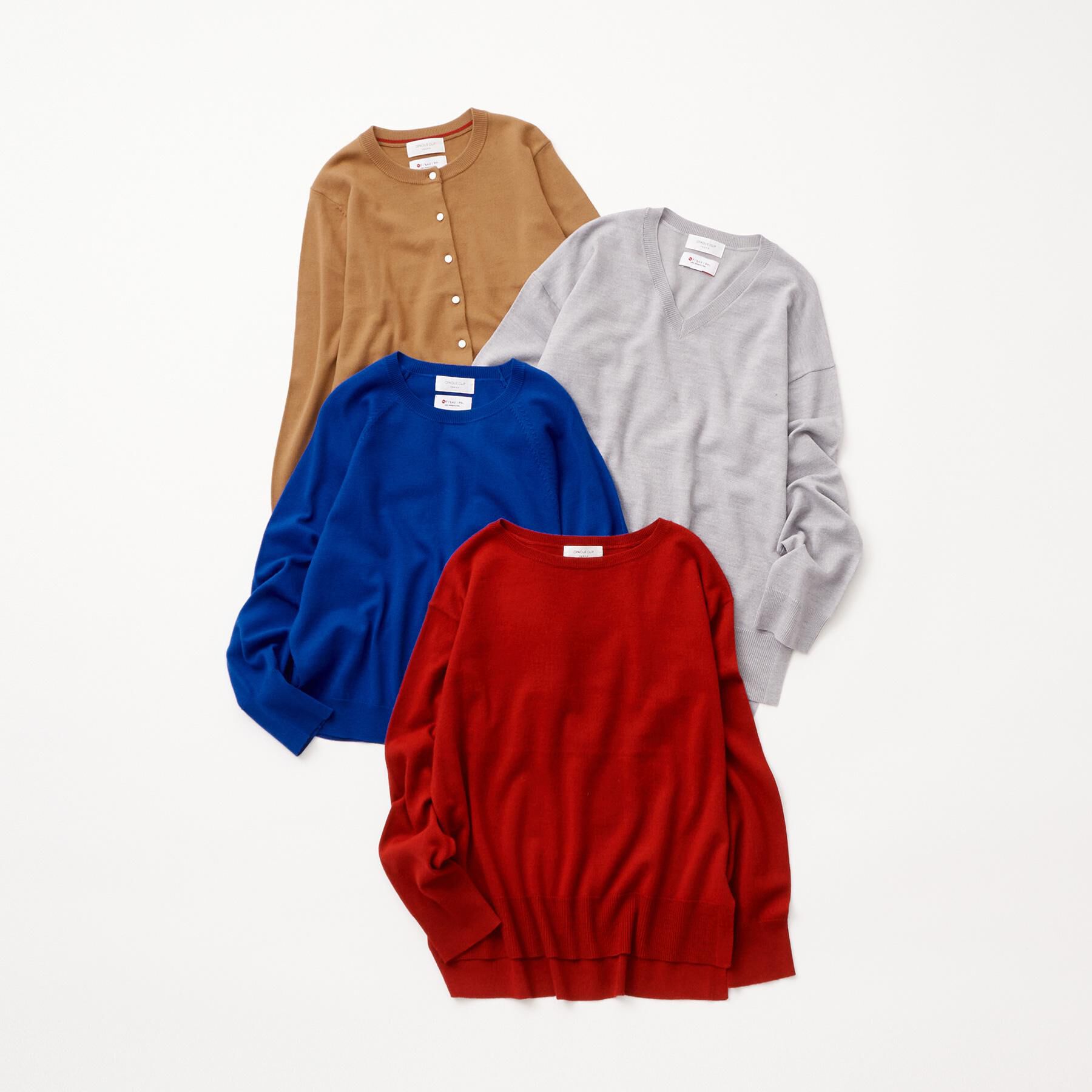 OPAQUE.CLIP「ラグランクルーネックニット/エクストラファインメリノウール【THEシリーズ/洗濯機OK】」|ニット・セーター|