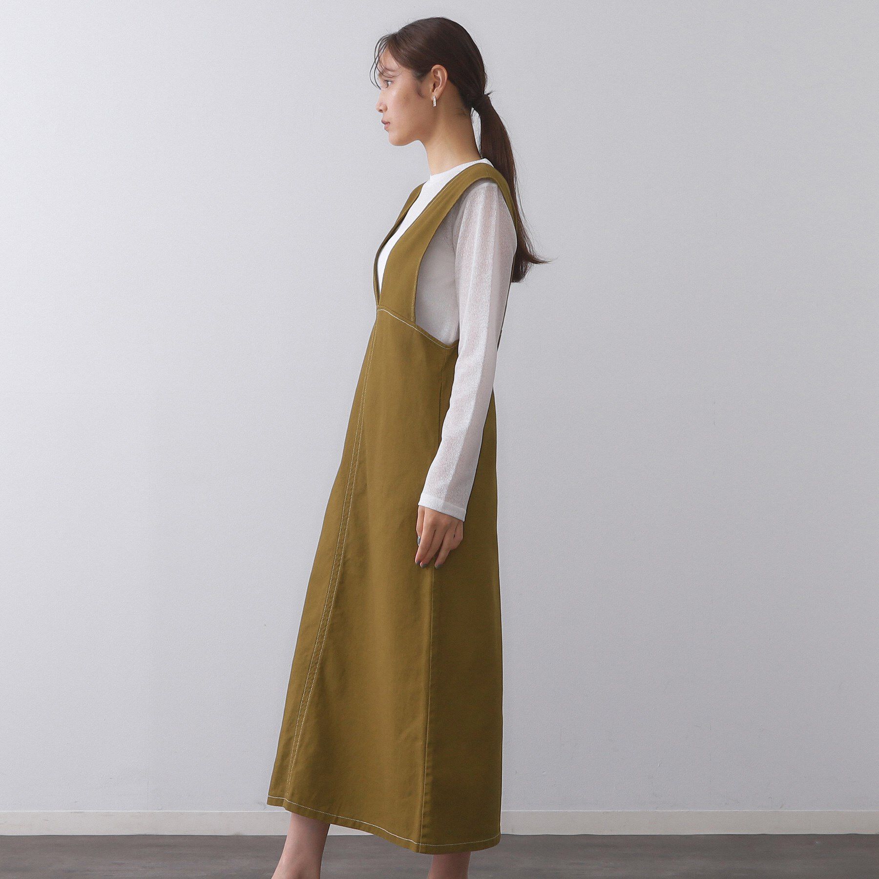 OPAQUE.CLIP「配色ステッチジャンスカ【洗濯機洗い可】」|ワンピース|